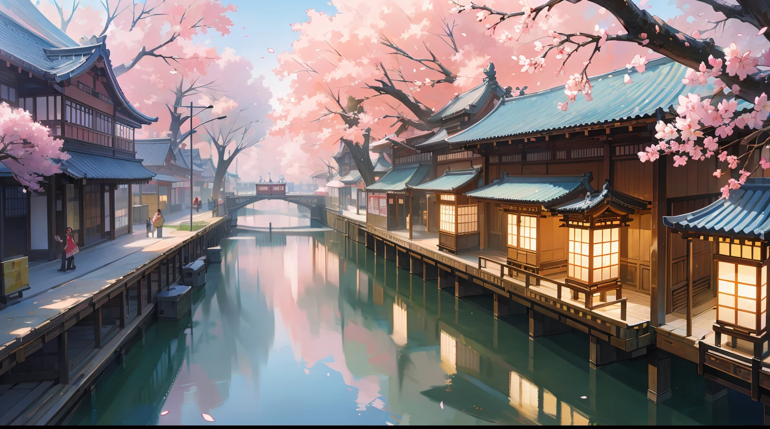 (best quality,4k,8k,highres,masterpiece:1.2),vibrant, colorful, populated,aerial view, japanese Edo era city, many buildings, many houses, cherry blossoms, detailed architecture, busy streets, bustling market, traditional lanterns, winding river, magnificent temples, serene gardens, traditional clothing, bustling crowds, rich cultural heritage, iconic landmarks, vibrant city life, lively atmosphere, historical charm, breathtaking scenery, vibrant colors, picturesque streets, flourishing cherry blossom trees, intricate details, lively festivals, traditional music and dance, vibrant market stalls, aromatic street food, joyful celebrations, vibrant tapestry of life, harmonious blend of tradition and modernity