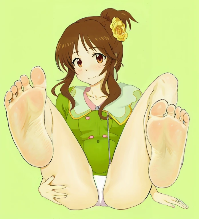 Anime girl with big legs and belly in a red shirt, giantess art, detailed foot pov, Foot Art POV, soft anime illustration, big legs, anime highly detailed, mid view from below her feet, digital anime illustration, The art of the foot, high soles, digital anime art!!, feet posing, SFW version, digital manga art, sole of feet, Close-up of the sole of the foot, Aiko Takamori, The Idolmaster Cinderella Girls, Sweaty feet