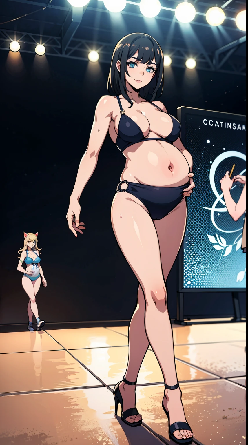 Caitlin Dev 1, As a swimsuit model, Realistic pictures, (((Cat steps))), (Self-confident), ((Catwalk background)), (比基尼), (Feminine), ((sensual face)), ((Detailed students)), ((perfect eyes)), (revealing outfit), Extremely detailed painting, iintricate, Brush Strokes, ((Bastien LeCaf Durham (Bastien LeCaf Durham) Number of works)), 8k wallpaper, Nikon, Popular topics on artstationh, CG social dynamics, halfway art, (sexy for),Pregnant women suffering from,The crowd outside the stage,Hamming,A group of pregnant women walking on the catwalk,Large breasts,Lop,devils'points