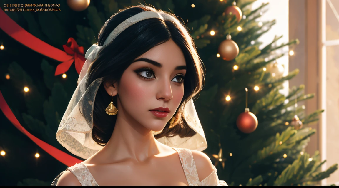 Blake Animado, Roupas sensuais de Papai Noel, stand in front of the Christmas tree, retrato do personagem, 3 9 9 0 s, cabelos longos, intrincado, elegante, altamente detalhado, pintura digital, art-station, arte conceitual, liso, foco nítido, illustration, arte por wlop, Charlie Bowater e Alexandra Fomina, no watermark