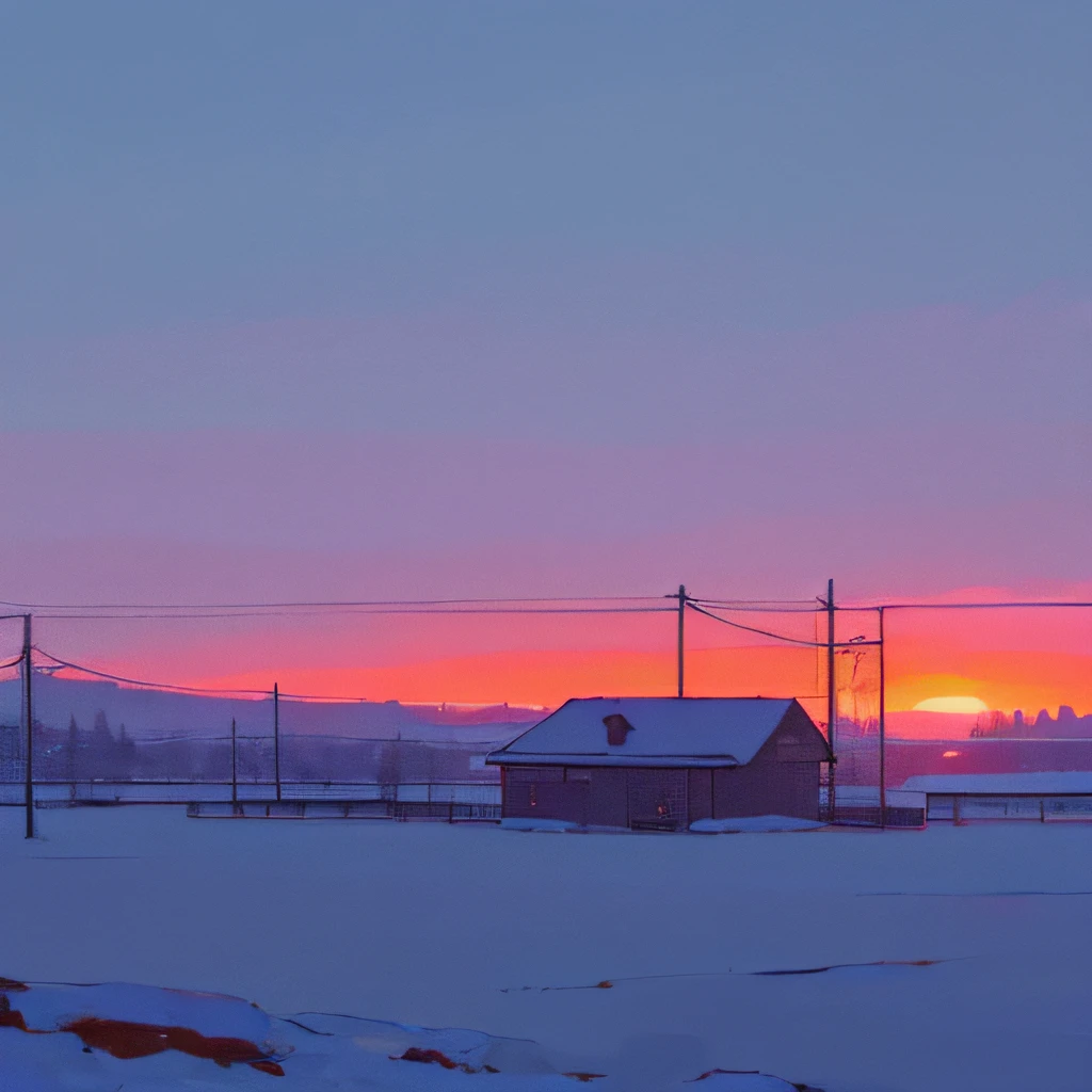 lofi aesthetic scenario, chill vibes, relaxing, calm, cozy, landscape, winter