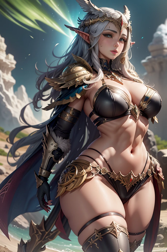 Asgard,valkyrie,Senhora Cavaleiro,Anatomia correta,epic fantasy digital art,tmasterpiece,8k,high-definition resolution,desenho detalhado,Qulidade Superior,, Epic composition, thicc curves voluptuous