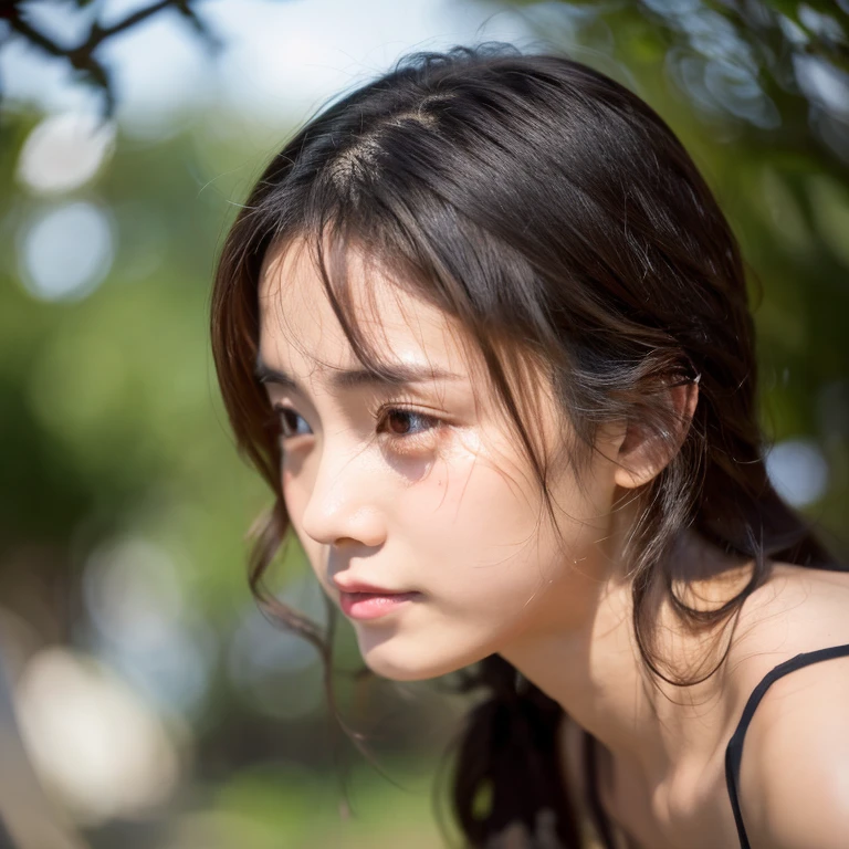 top-quality、​masterpiece、超A high resolution、(Photorealsitic:1.4)、Raw photo、女の子1人、Gentle、with light glowing、japanes、Nice style、The best style in the world、Idol、Looking at the camera、Beautiful woman naked、barechested、Nothing is worn、fully body photo、full body Esbian、Visible、Crying face、mournful、I don&#39;t like it anymore、help、
