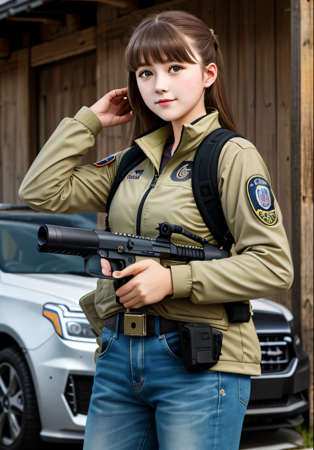 handgun shooting girl, best quality, masterpiece, Glock17