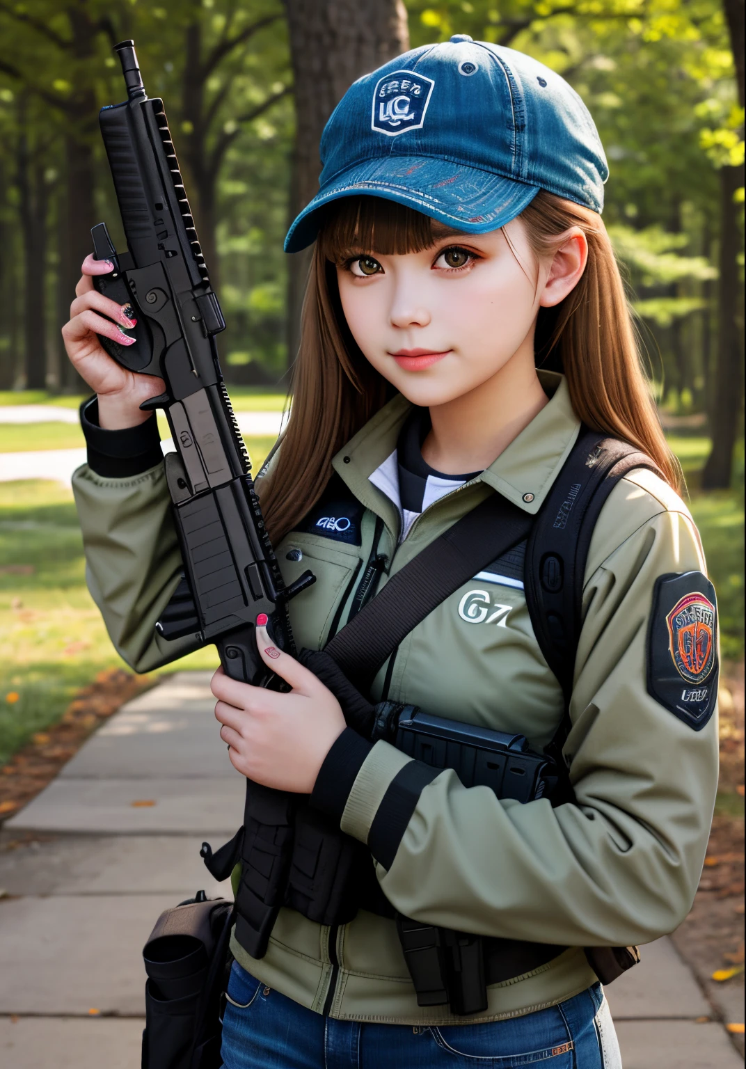 {{{masterpiece}}},{extremely detailed CG unity 8k wallpaper},best quality,Amazing,finely detail,solo,cinematic lighting,close-up,{{floating hair}},outdoors,detailed background,beautiful detailed eyes,bright pupils,dynamic pose,dynamic angle,looking at viewer,detailed clothes,{best quality}, {highres}, original, extremely detailed 8K wallpaper, {an extremely delicate and beautiful},(character_focus), ray tracing,look at camera,battlefield,
1girl,Long straight hair, light purple long hair,exposed breast,thighs open,showing panties,Upturned lips,biting lip,black lace underwear,sexy underwear,
HK416 Sopmod ii girls frontline, ilustration by Krenz Cushart, Holding a HK416 rifle,forest,Sunlight,
purple military uniform,tight military uniform,plaid pleated skirt,,side backpack,tactical accessories,uniform,
