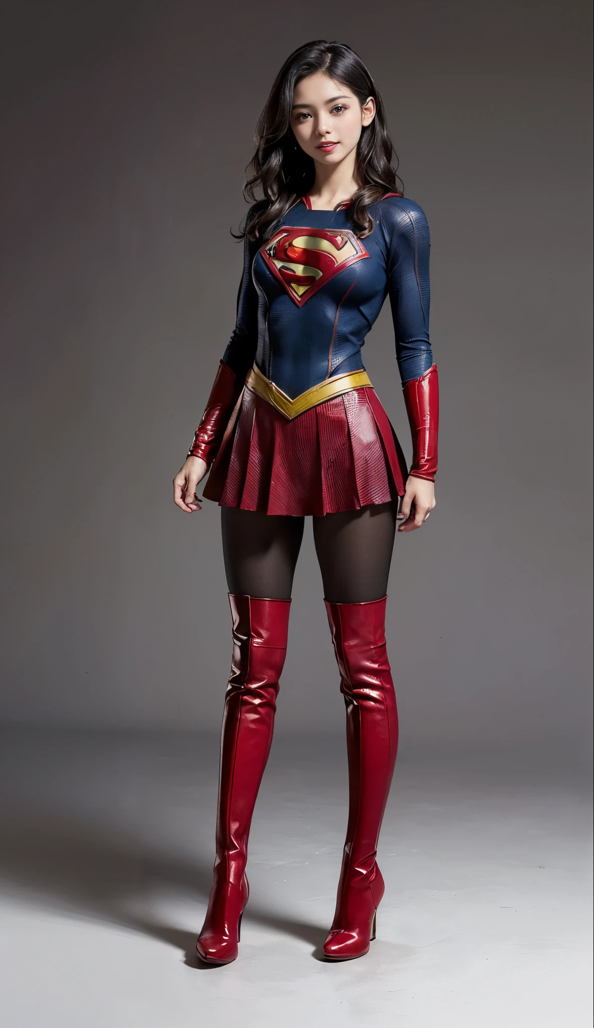 pain、mouth is always open sloppily、Drool is always dripping from my mouth、Asian Beautiful Girl、(((Wear black tights on your beautiful legs.)))、(((beauty legs)))、(((facial expression of smile)))、((((Make the most of the original image)))、(((Supergirl Costume)))、(((a short bob、beautiful hairl)))、(((Suffering)))、(((Feet must necessarily be worn with black tights)))、(((You need to wear red boots)))、((Top image quality、8K))、((top-quality、8K、masterpiece:1.3))、(((Keep your background simple)))、Crisp focus:1.2、Beautiful woman with perfect body shape:1.4、Slender Abs:1.2、a wet body:1.5、Highly detailed facial and skin texture、8K、beauty legs