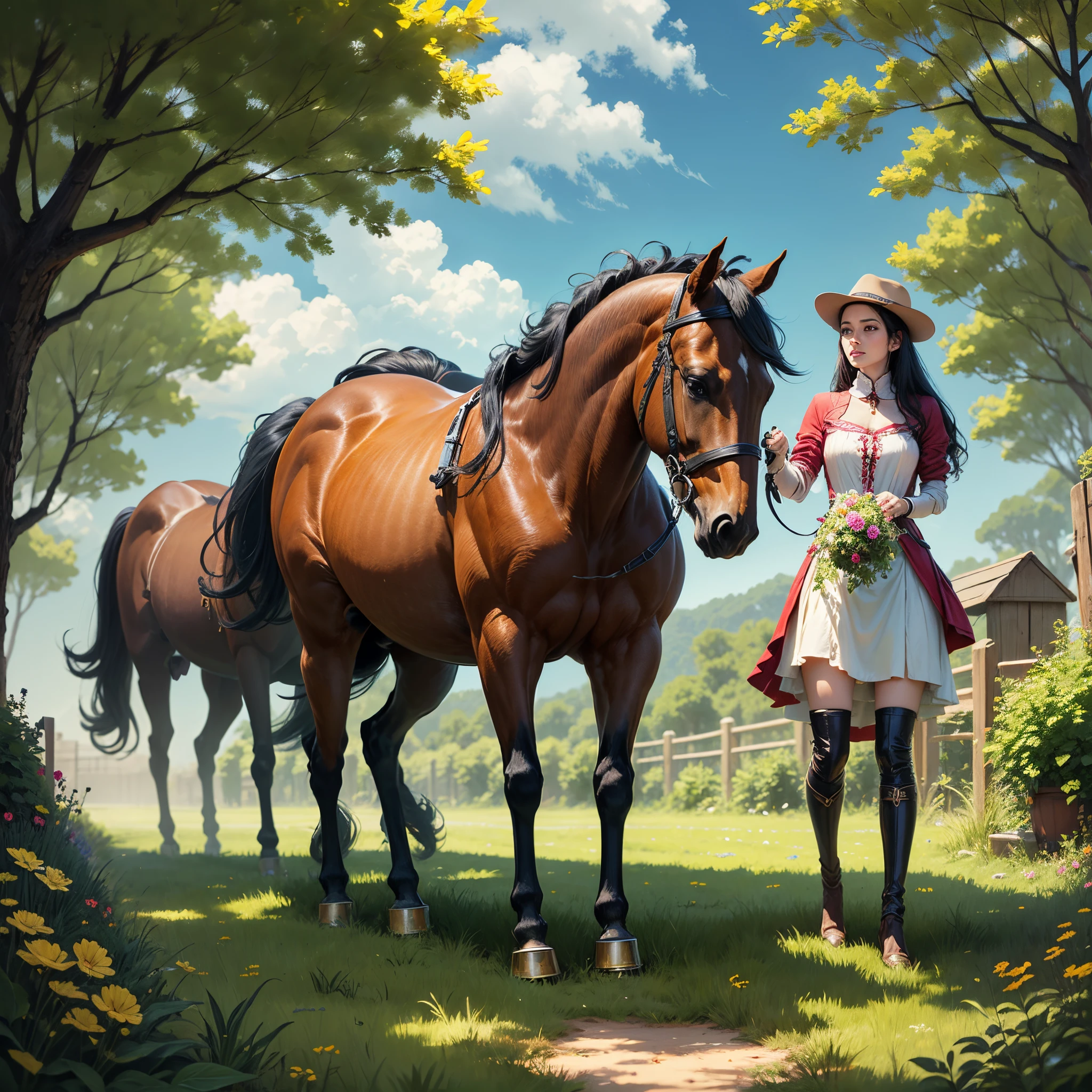 3 horses, planty of gold, green grass --auto --s2