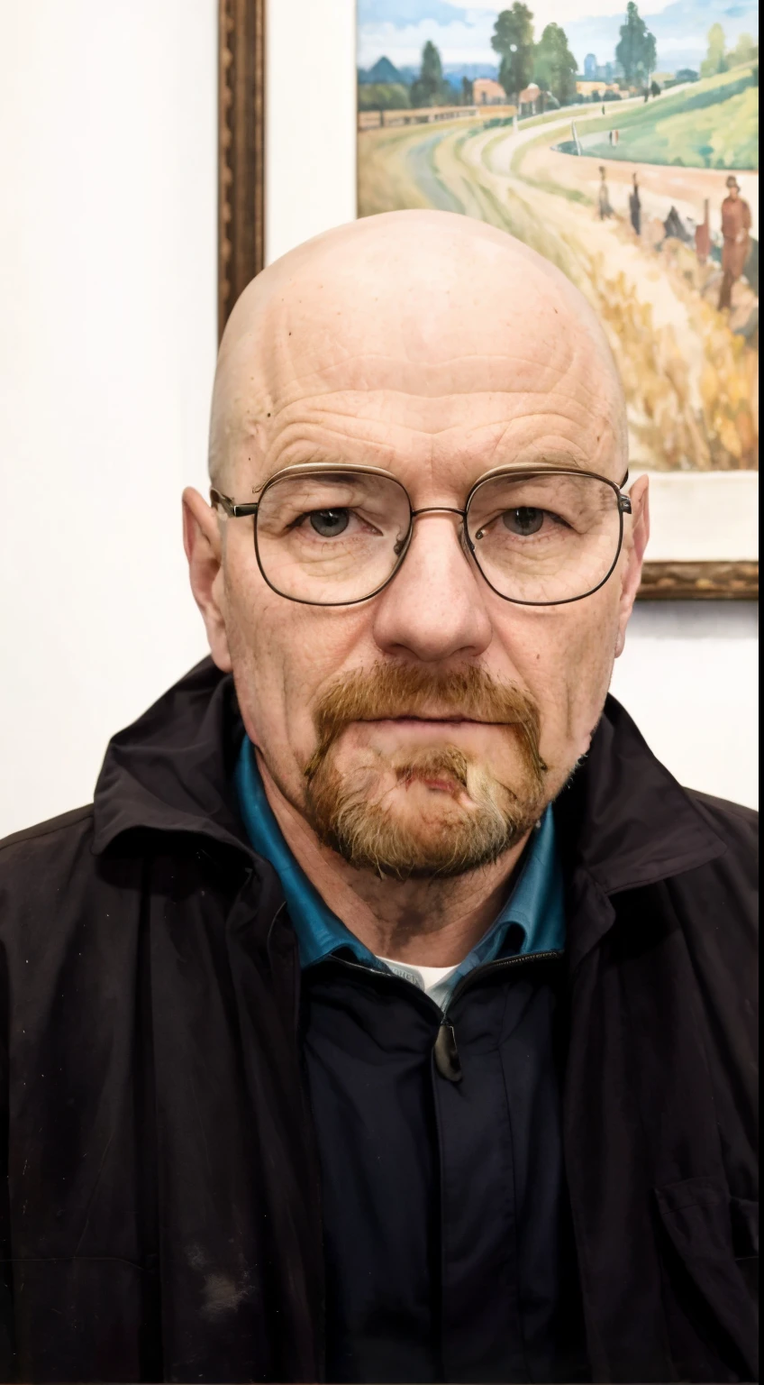 There is a man with glasses sitting in front of a painting, Radoslav Svrzikapa, Zdislav Beksinsk, Krzysztof Kononowicz, Sviatoslav Gerasimchuk, Bogdan Rezunenko, Mednyanszky Laszlo, Vsevolod Ivanov