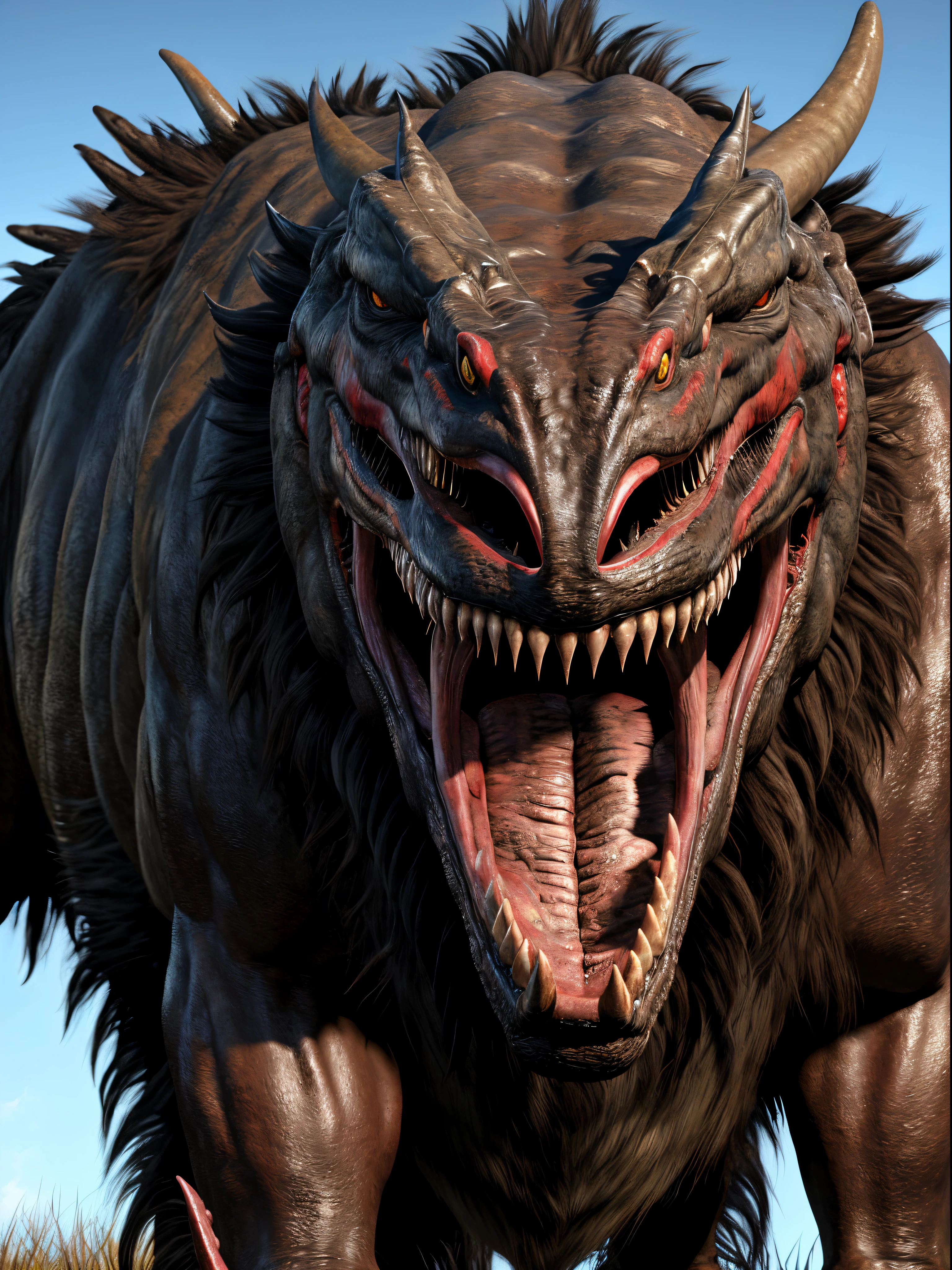 (by taran fiddler:1.4), masterpiece, best details, real life, depth of field, detailed background, (bright lighting:1.4), nude, solo, (anthro), genitals, with bushy pubic hair and armpit hair, snarling, growling, attitude, clear details, powerful, pleasure, self-pleasure, perfect hands, covered in fur, genital close up, fangs, tongue, paws, claws, tail, detailed nipples, ((anthro female brown hyena:1.4), sexy girl woman, monster girl, femme, hairy pussy, exposed vagina, (breasts:1.2)), (stinky, smelly, sweaty, musky:1.4), extreme close up