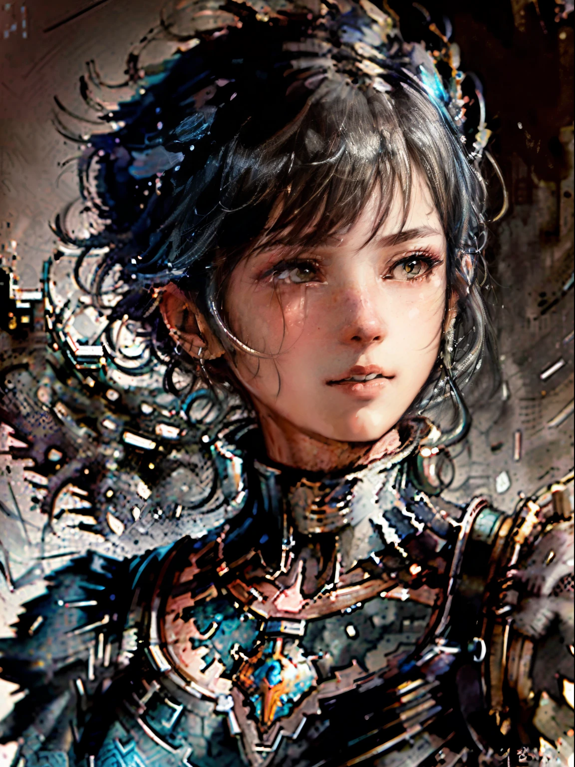 Lady cyborg em cachoeira, blur, Respingo, Mancha, Aquarela, Por Anne Bachelier, Joseph Cornell . Fabulous Nightingale Melody In Black Dark Flowery Transparent Translucent Cyborg Brain . arte por james jean, Takato Yamamoto, por Akihiko Yoshida, michael Hussar, belas artes, cinematic lighthing, 8k concept art; trending in artstation; cor profunda; desenho a tinta; Em Futuristic Ultra Detailed, fear Background, Highly Detailed Galaxy, Scale Like Skin, Daz 3d, Unity, Unreal Engine 5, uhd resolution, foco nítido, 8k, 12MP