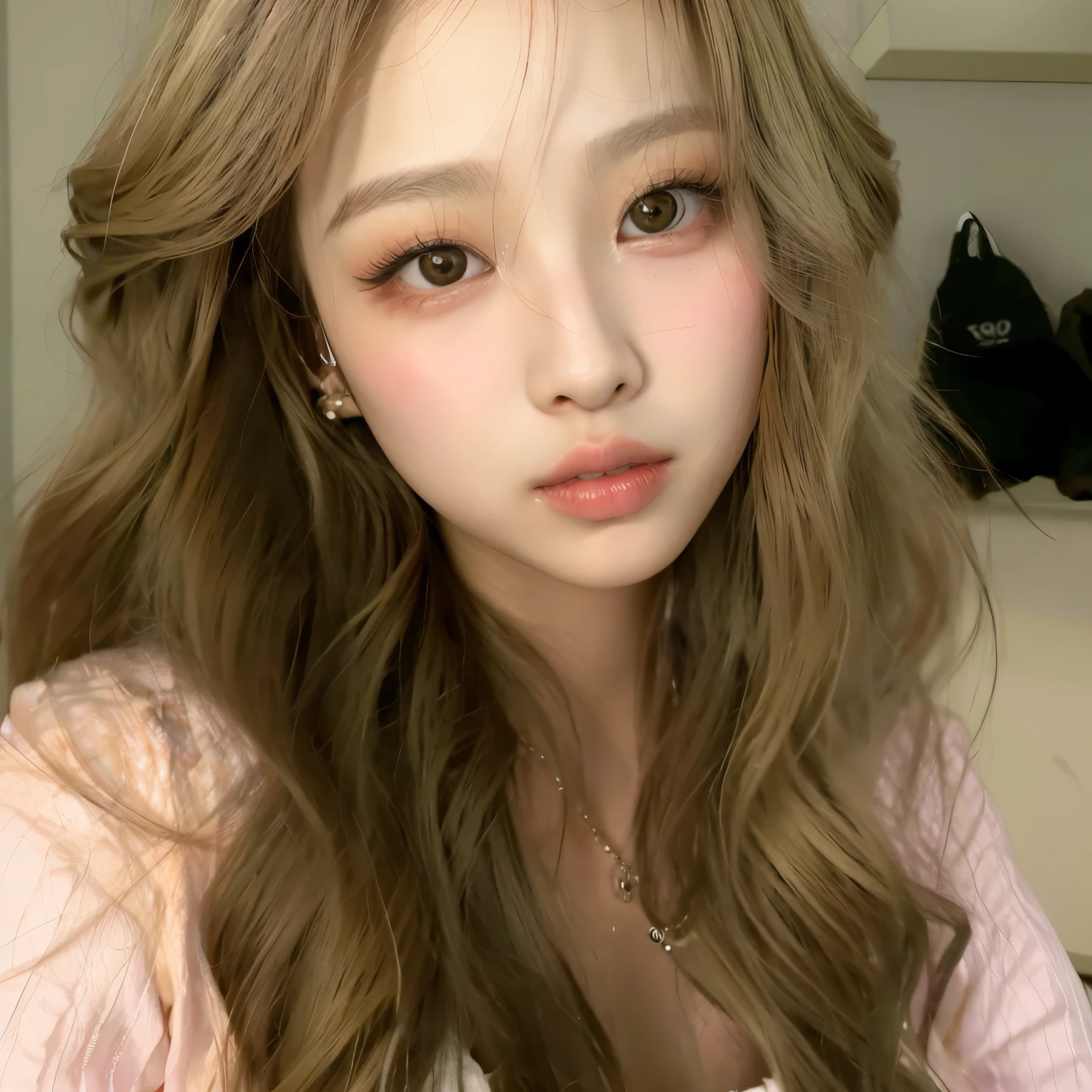 um close up de uma mulher com cabelos longos e piercings, kawaii retrato realista, maquiagem sul-coreana popular, maquiagem coreana popular, Ulzzang, beautiful aesthetic face, korean face features, Rosto bonito das meninas japonesas, maquiagem macia, bonito rosto de anime natural, Lalisa Manobal, young adorable korean face, rosto bonito feminino, menina coreana, rosto bonito claro