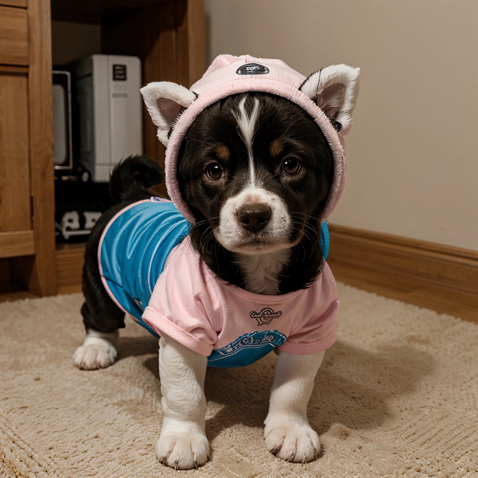 Create a puppy in dog clothes