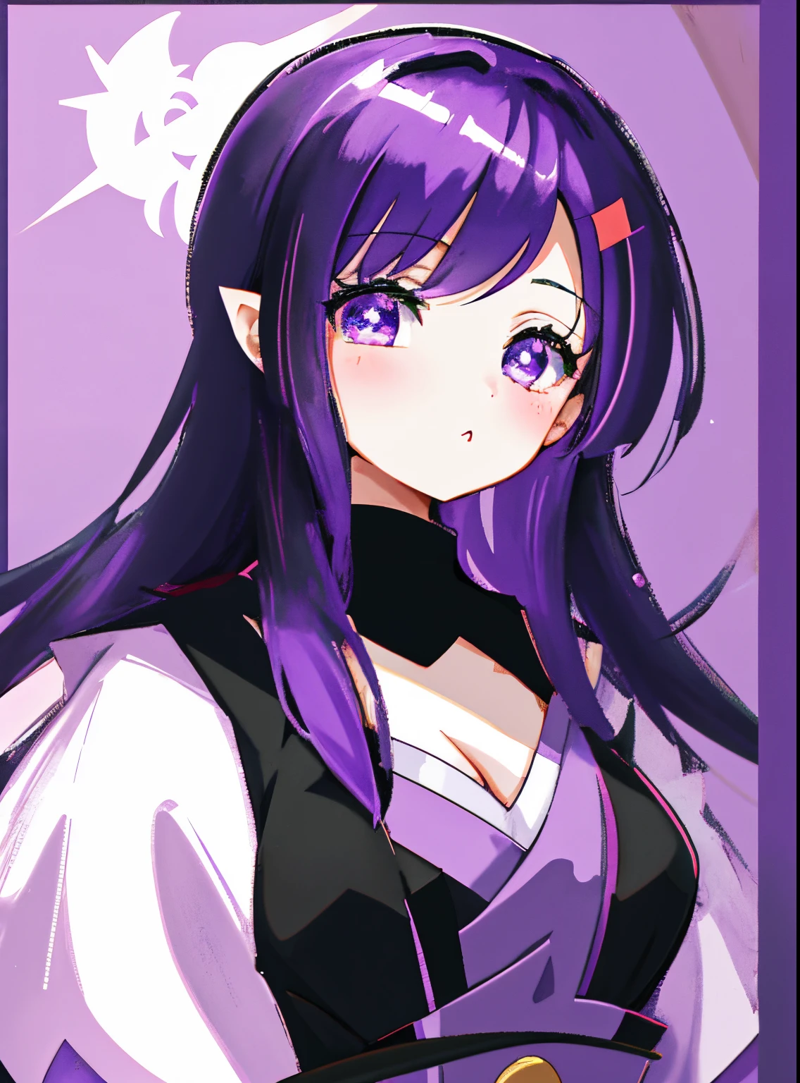 cartoon girl in a purple witch costume with a purple hat, chibi, witch girl, monster girl, witch academia, witchy, flirty anime witch casting magic, black - haired mage, chibi style, 2 d anime style, witch, anime moe artstyle, advanced digital chibi art, inspired by Takehisa Yumeji, a witch