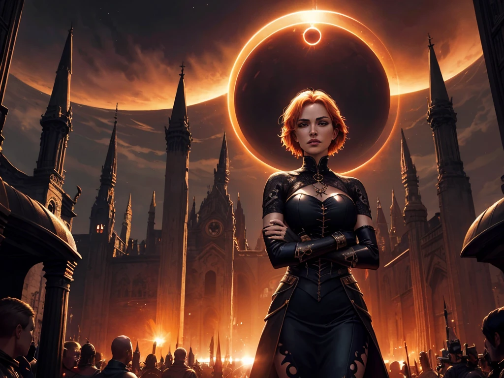 witch with a sword in front of a large building, Catedral do Sol, Artgerm Julie Bell Beeple, Alena Aenami e Artgerm, steel inquisitor from mistborn, plainm, Arte de fantasia 8k, Epic Fantasy Digital Art Style, uma mulher segurando um orbe, epic scifi fantasy art, d&d trending on artstation
