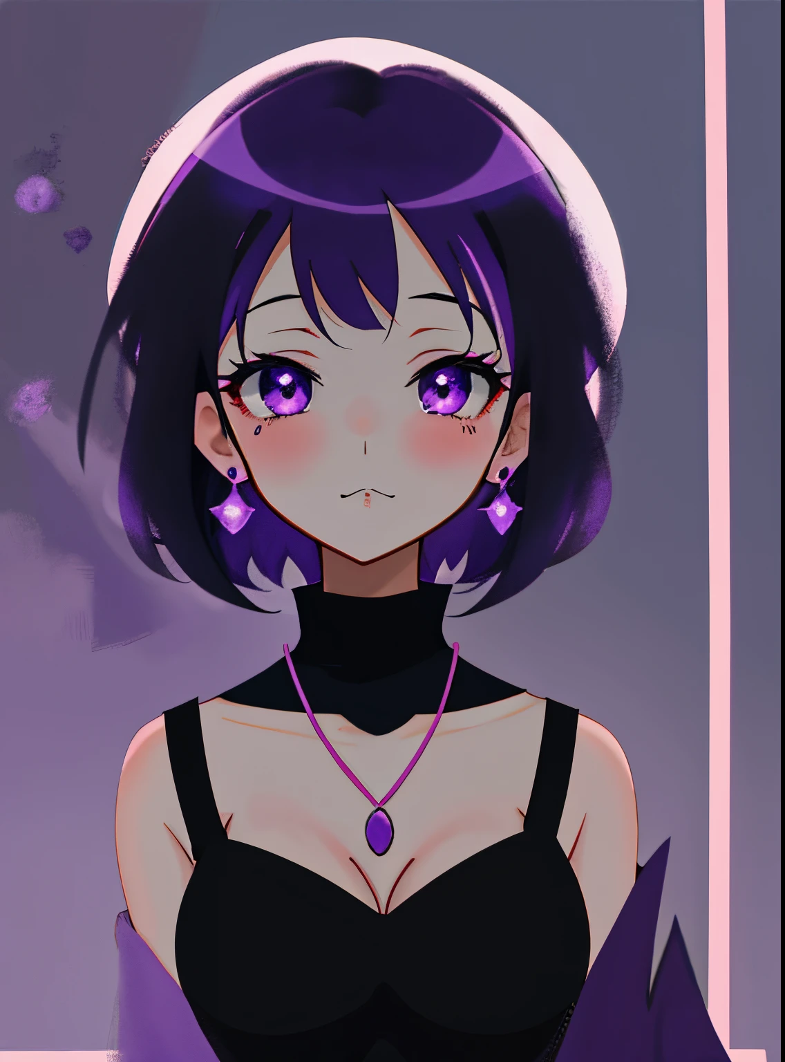 cartoon girl in a purple witch costume with a purple hat, chibi, witch girl, monster girl, witch academia, witchy, flirty anime witch casting magic, black - haired mage, chibi style, 2 d anime style, witch, anime moe artstyle, advanced digital chibi art, inspired by Takehisa Yumeji, a witch