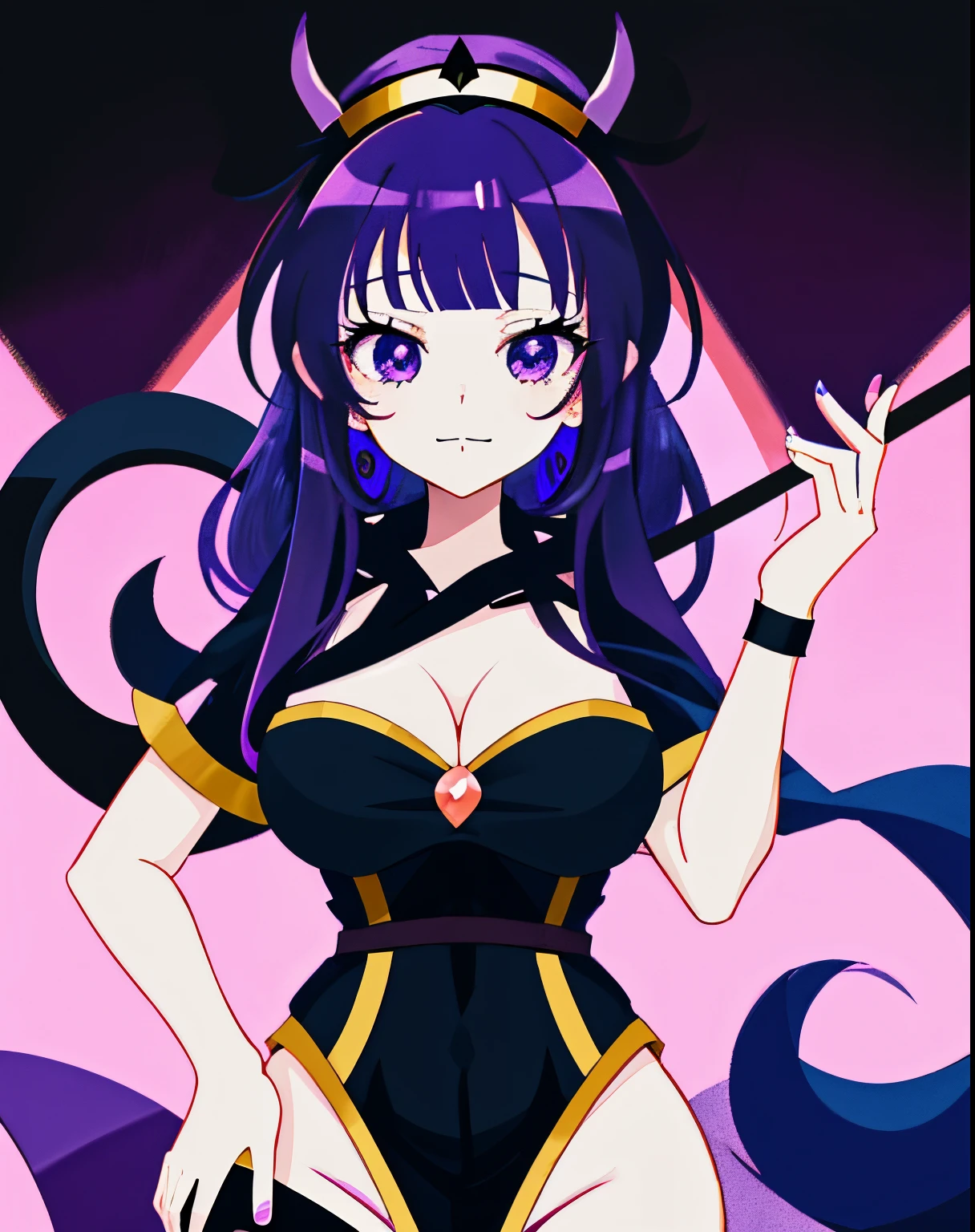 cartoon girl in a purple witch costume with a purple hat, chibi, witch girl, monster girl, witch academia, witchy, flirty anime witch casting magic, black - haired mage, chibi style, 2 d anime style, witch, anime moe artstyle, advanced digital chibi art, inspired by Takehisa Yumeji, a witch