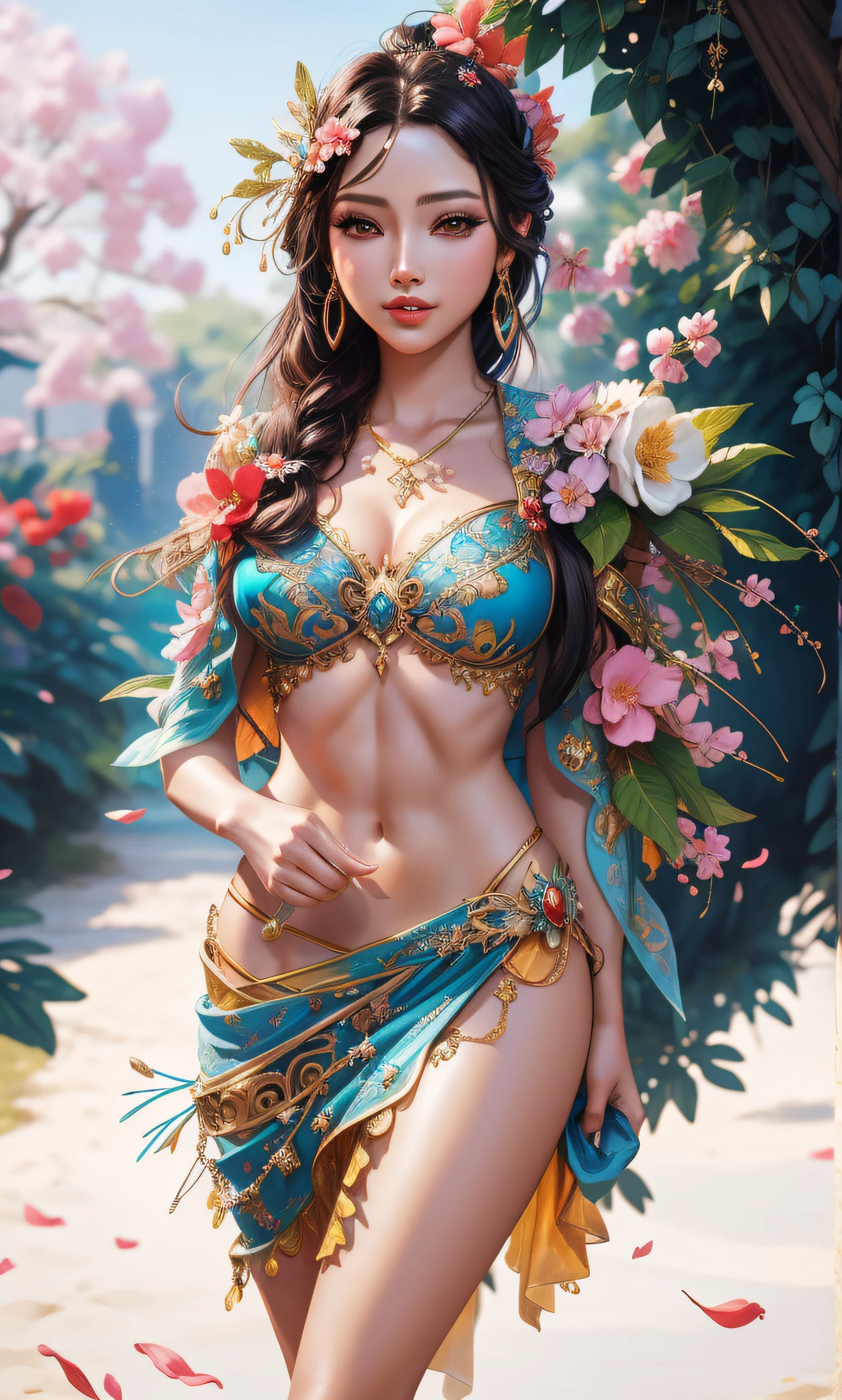 Mujer arafed en bikini azul y joyas de oro posando para una foto., a beautiful empress of fantasy, beautiful fantasy maiden, Hermosa y seductora mujer de anime, Artgerm extremadamente detallado, Hermosa obra de arte digital, digital fantasy art ), 2. 5 d cgi anime fantasy artwork, ((a beautiful empress of fantasy)), Modelo IG | Artgerm, 🌺 CGSociety, hermosa doncella