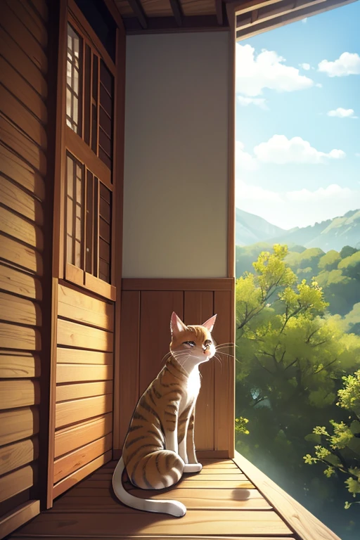 un gato en un paisaje