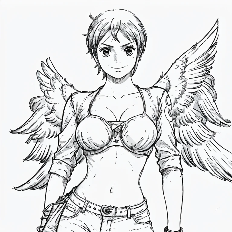 (Na minha mente) nico robi and wonk go together on a secret mission but she wears clothes that make her sexy but with medium breasts and showing her feathers very smooth