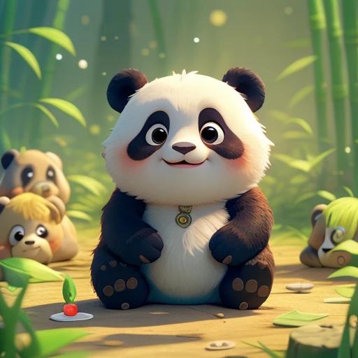 : 3。Baby panda、caricaturas、Animais peludos、Olheiras、Dormir、Durma em uma pilha de moedas、muitas moedas、non-human、fundo liso vermelho，Feixe dourado