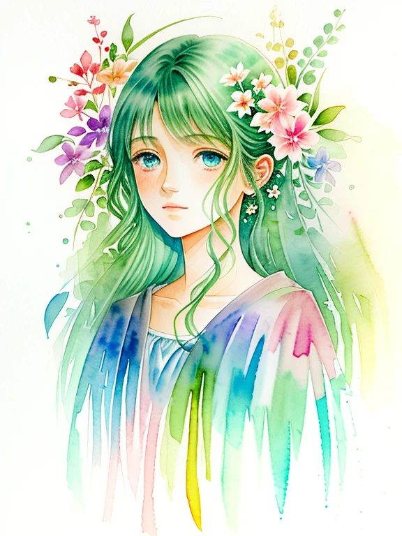 ( aquarela \(Meio\), desenho, IrisCompiet:1.2),pintura, Campo bonito de flores.