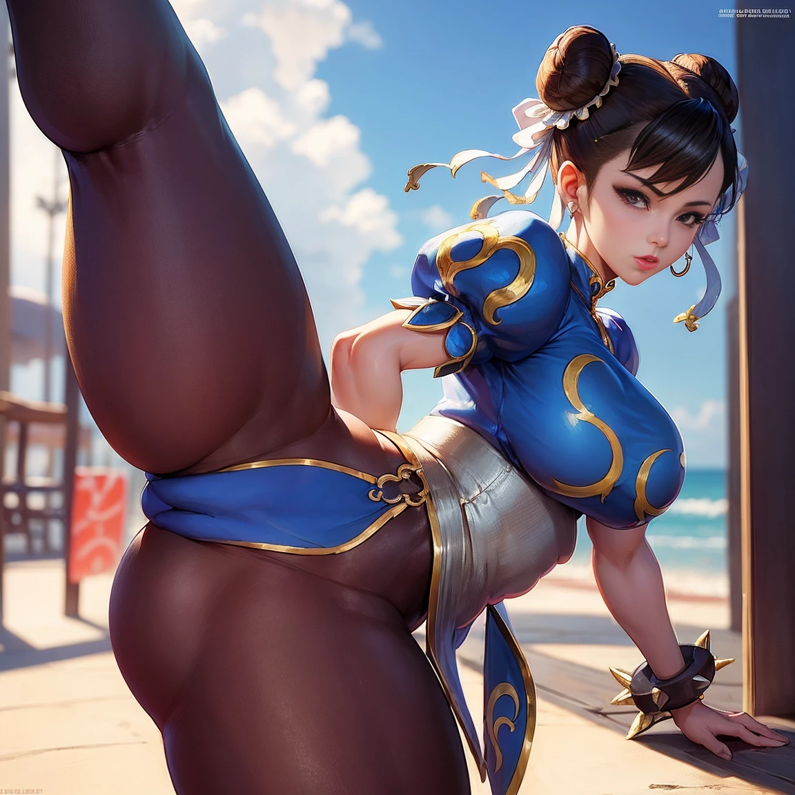 Personaje Chun li de street fighter desnuda cuerpo sexy, (NSFW) lado posterior mostrando el culo y su ano, sexy mostrando su lado posterior con culo hermoso y sexy