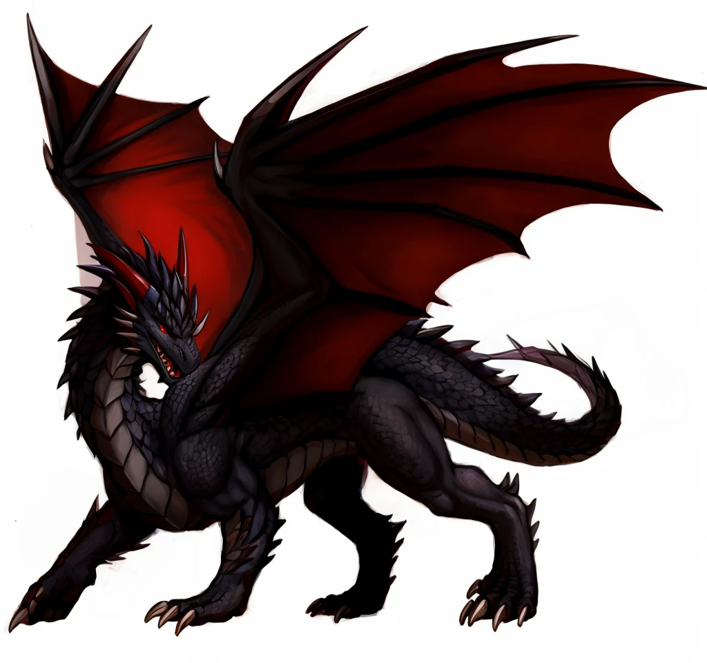Black dragon with a violet eyes and black dragon with an orange eyes