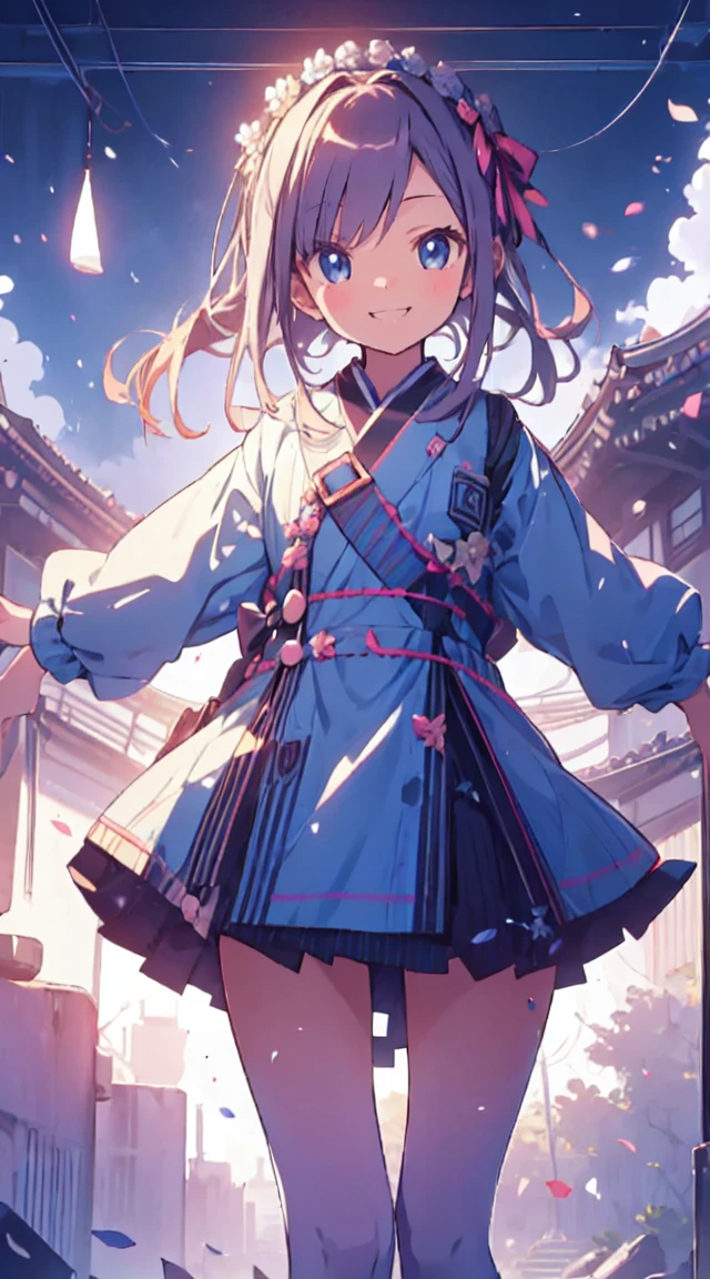 masutepiece, Best Quality,Illustration, Wallpaper, ultra -detail,  1little girl、♡、Futomo、Poses in motion、Smiling smile