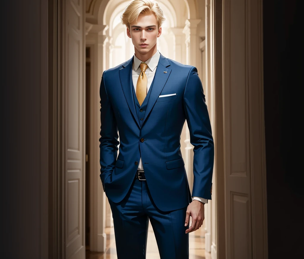 Film,A European and American man,Tall guy,Blonde hair,dressed in a suit