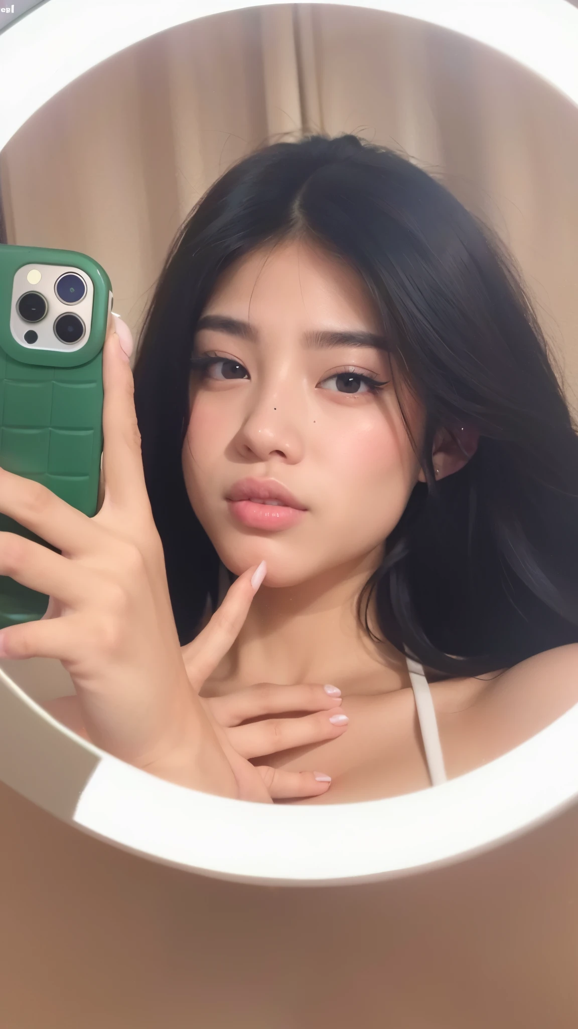 there is a woman taking a selfie in a mirror, Ulzzang, iphone selfie, Fotografia selfie 8k, Jinyoung Canela, Modelo do Instagram, foto de perfil, Xision Wu, 🤬 🤮 💕 🎀, Ruan Vtuber Fofo, maquiagem sul-coreana popular, selfie espelho, jennie blackpink, Xintong Chen, TaeJune Kim, selfie do instagram, gorgeous chinese model