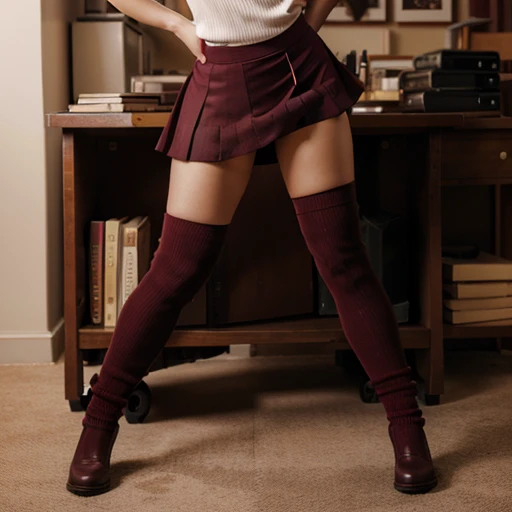 TopQuality 8K UltraDetailed Masterpiece(ProfessionalPHOTO:1.37), ExtremelyDetailed(Office Ladies), Gigantic Cleavage, red shoes, ((pull panties))((panty pull))(wearing a skirt:1.2),bent over at (locker room:1.2), Blood Stained panties, (Acutance:0.8)(Luminism:1.28), Specular reflection 