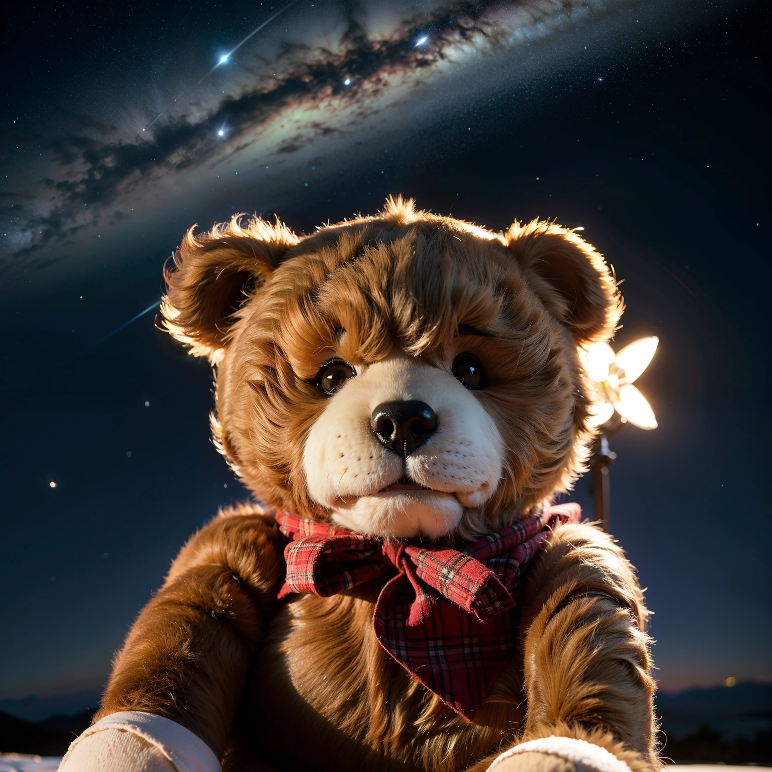 Cute furry Teddy Bear baby,For avatar settings,Gorgeous starry sky and universe background,Ultra HD large image,No girls,Just a teddy bear
