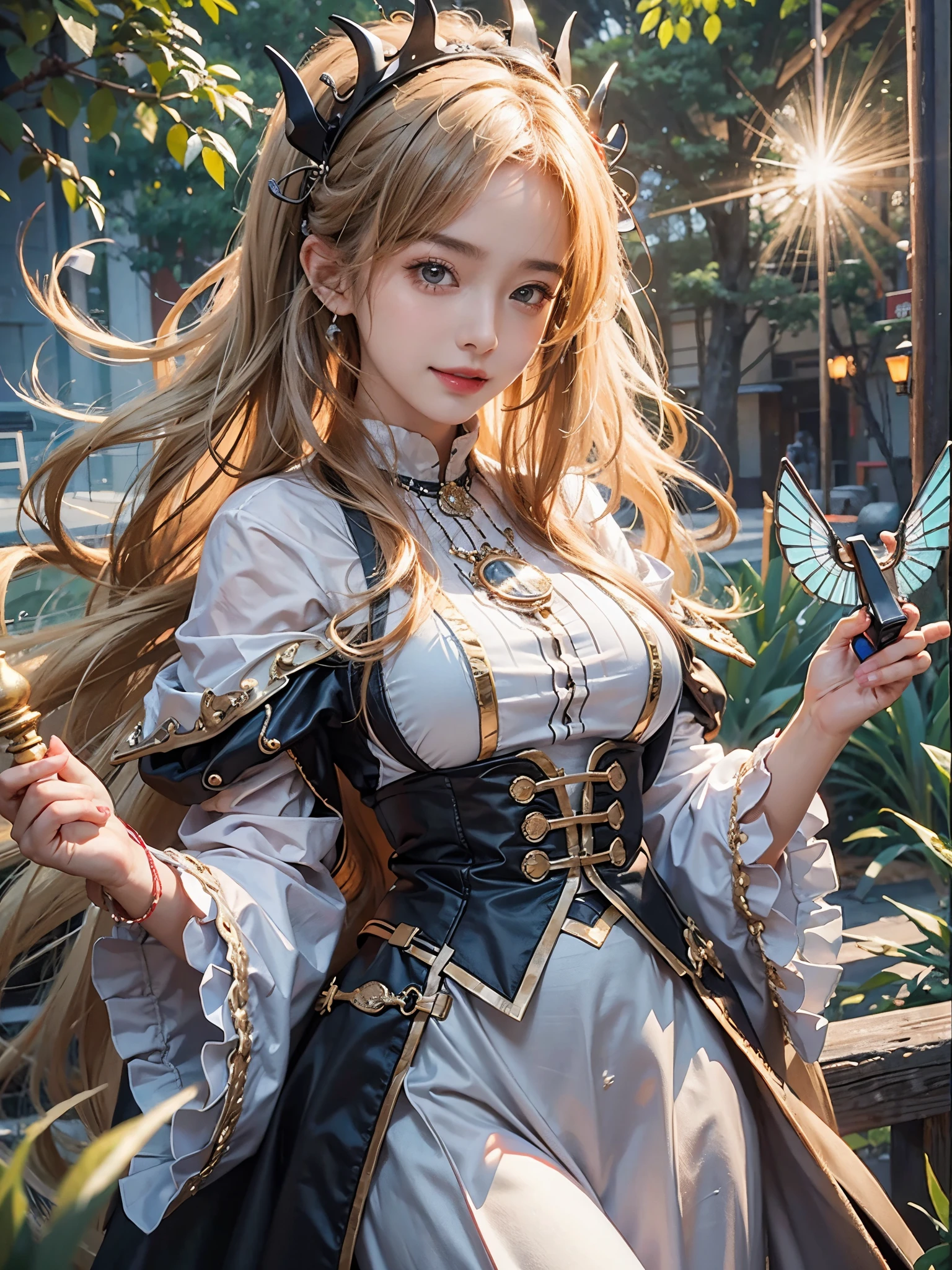 top-quality、​masterpiece、超A high resolution、8k、(Realistic:1.4)、Raw photo、1 17-year-old girl、ssmile、large boob、A sexy、lighting like a movie