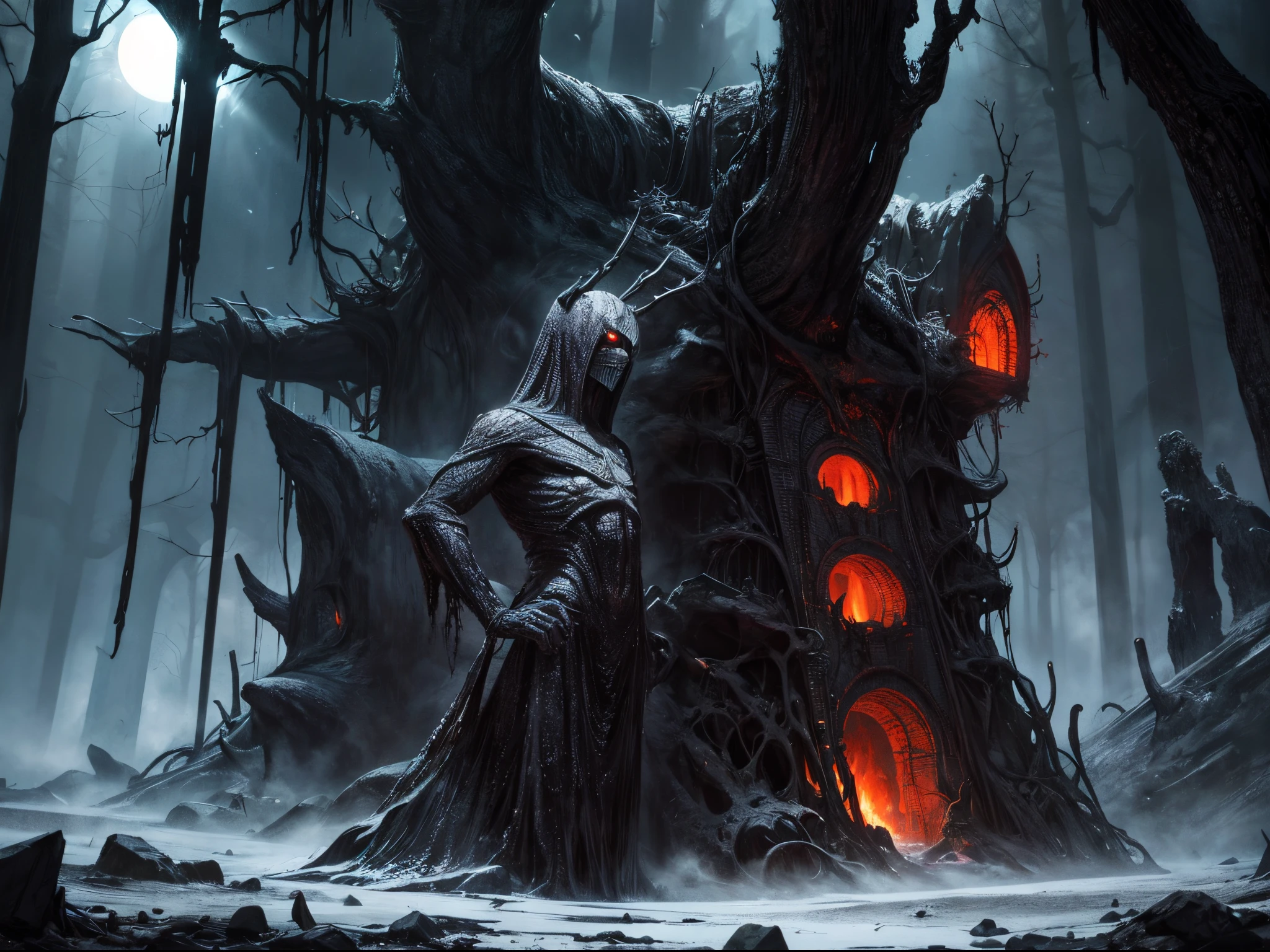 Transform nuts into eerie, horror-themed entities within a nightmarish scene. Utilize dark, atmospheric elements and fractal patterns inspired by the unsettling work of H.R. Giger.