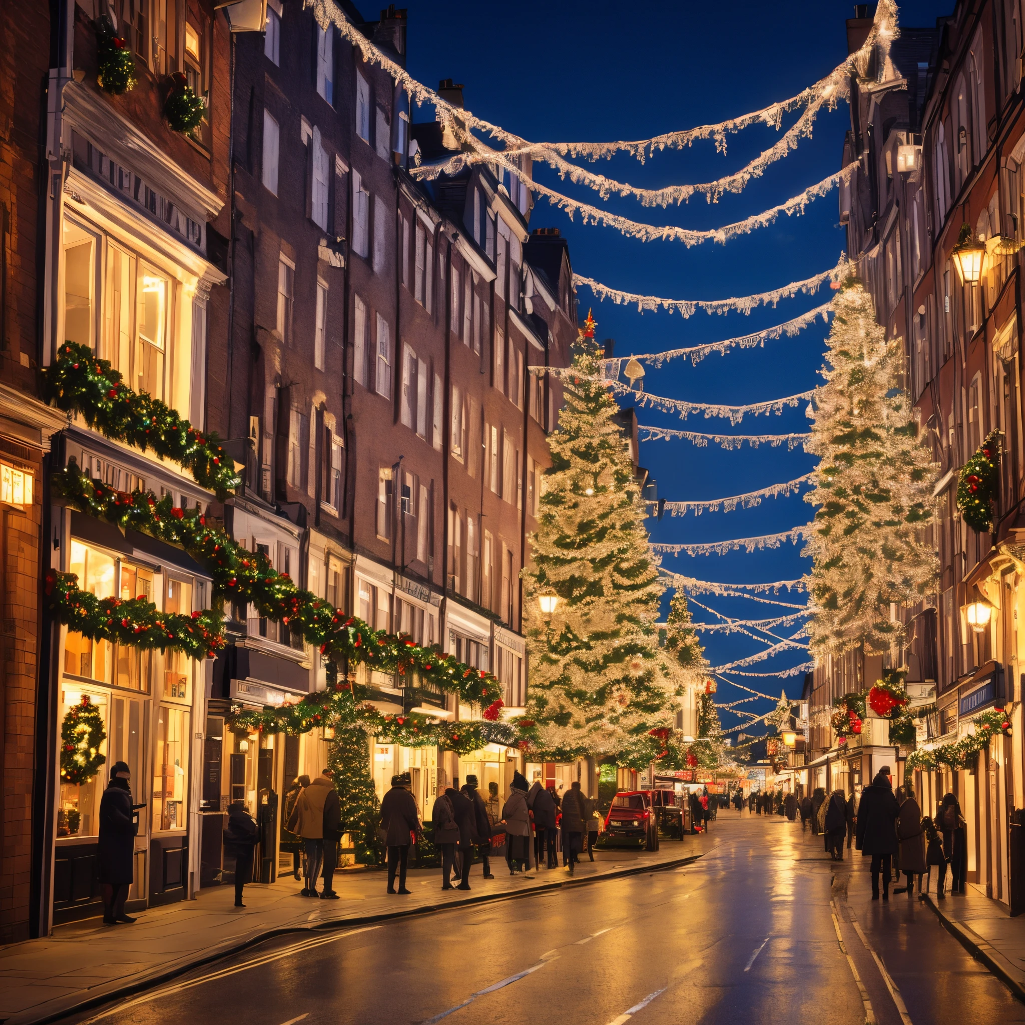 Christmas　A city scape　yuki　United Kingdom　illuminations　takeout