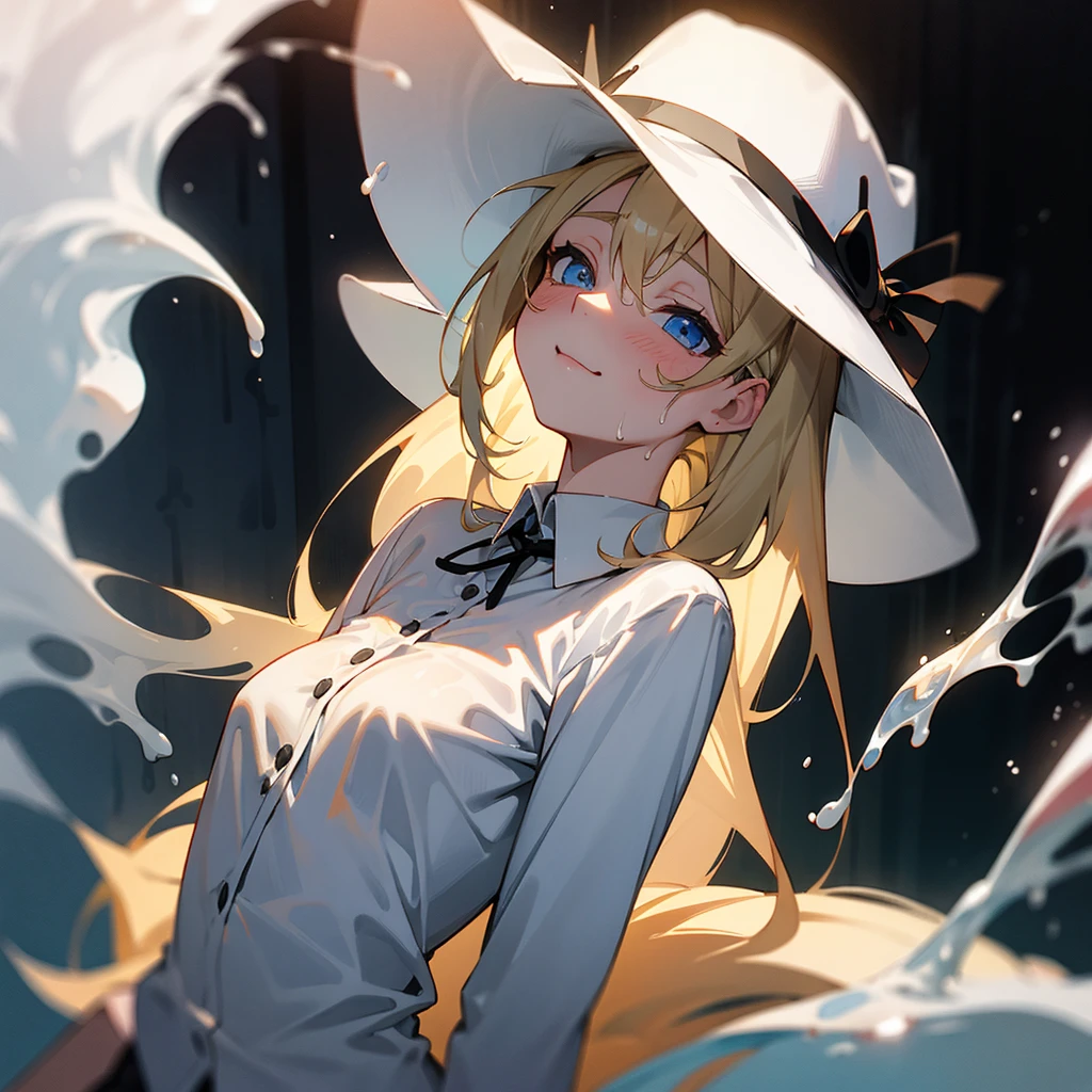 western hat,long blonde woman,Wet white shirt,ecstacy,Flat bust,teens girl,hardcore,be frightened,White liquid is on the face