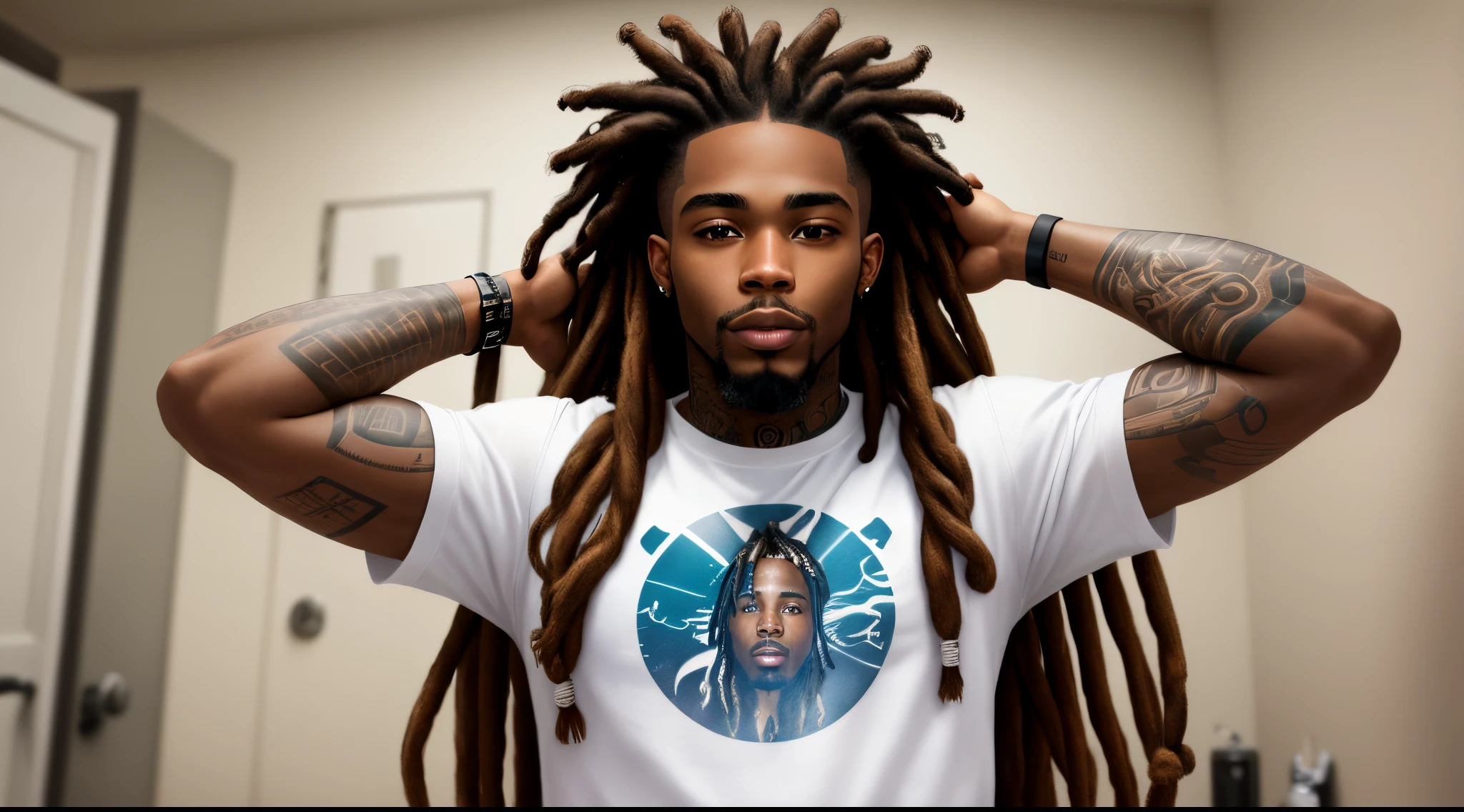 Black man with dreads and tattoos