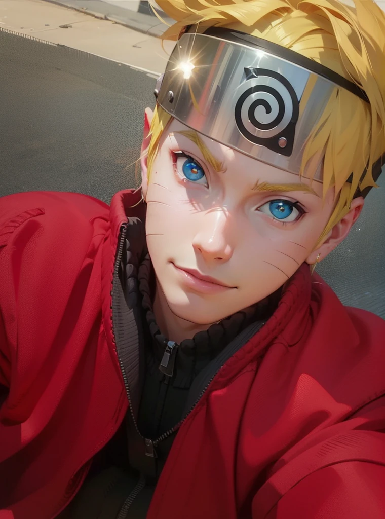 uzumaki naruto, 1st grade, Foco masculino, master part, best quality, (retrato, Close-up), Looking at the Viewer, sombra e luz, primeiro plano borrado, konohagakure symbol, dentro, drop of waters, olhos vermelhos, Esclera Negra, na cama, cold and bloodthirsty smile,