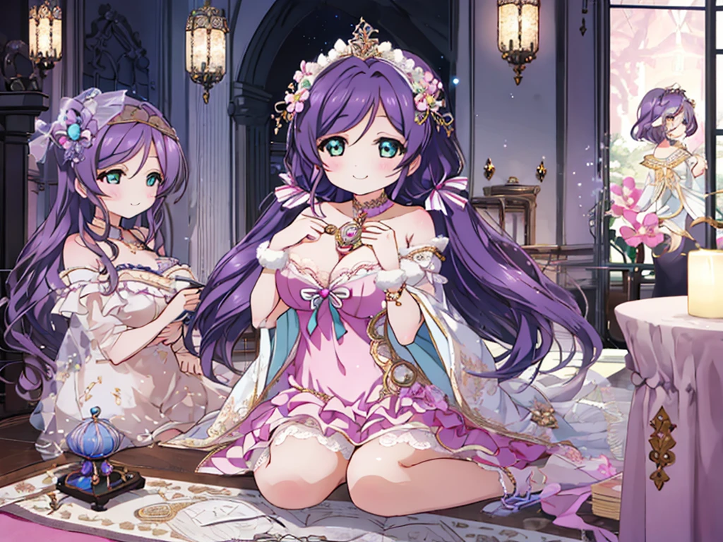 1 woman、Radiant hair、fluffy and soft hair、Sparkling eyes、爆乳、Too large breasts、Seductive breasts、Sheer underwear、Tiara of the Goddess、goddess god々Feeling、lace cape、aquamarine choker、Castle Room、Long Lace Bale、Ruffles and ribbons、A smile、The upper part of the body、 A glowing wand made of crystal.、Wings encrusted with aquamarine、A benevolent look、Eternal brilliance、Too large breasts、爆乳、puffy chest、Cinderella's Castle、Navel Ejection、I can see my nipples