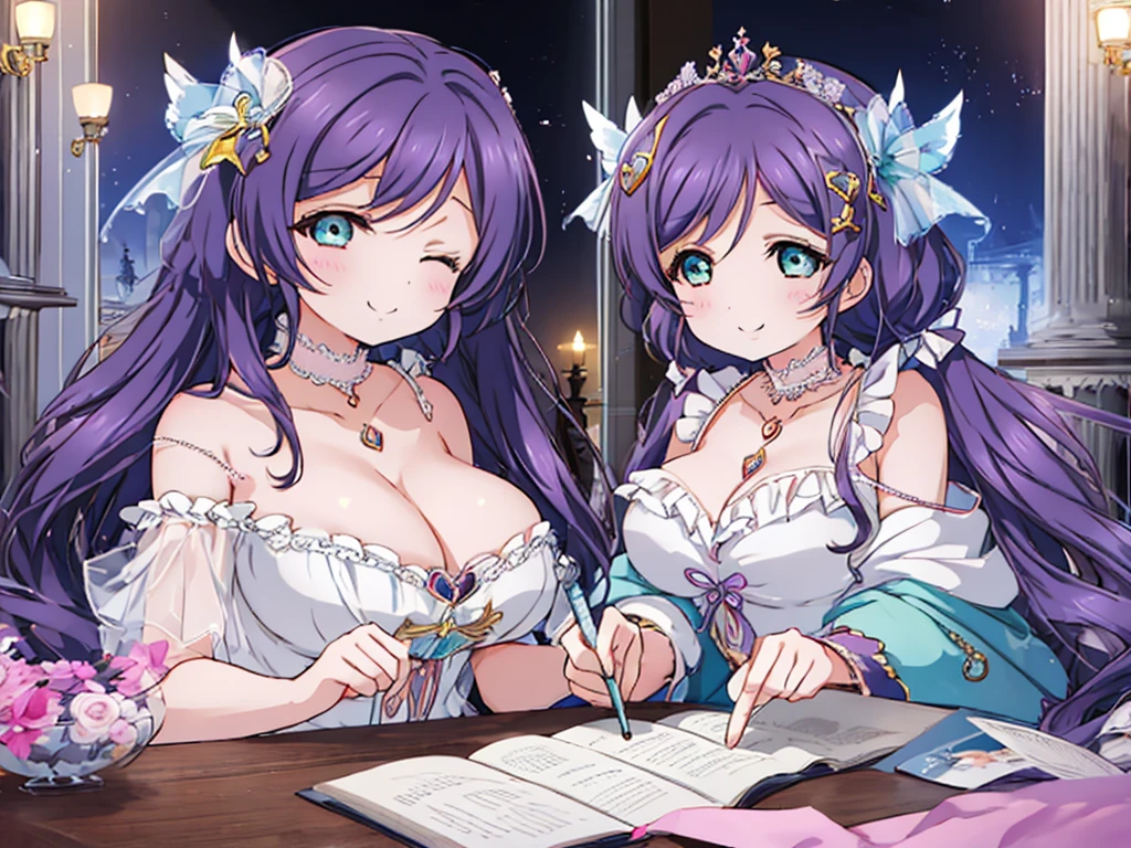 1 woman、Radiant hair、fluffy and soft hair、Sparkling eyes、爆乳、Too large breasts、Seductive breasts、Sheer underwear、Tiara of the Goddess、goddess god々Feeling、lace cape、aquamarine choker、Castle Room、Long Lace Bale、Ruffles and ribbons、A smile、The upper part of the body、 A glowing wand made of crystal.、Wings encrusted with aquamarine、A benevolent look、Eternal brilliance、Too large breasts、爆乳、puffy chest、Cinderella's Castle、Navel Ejection、I can see my nipples