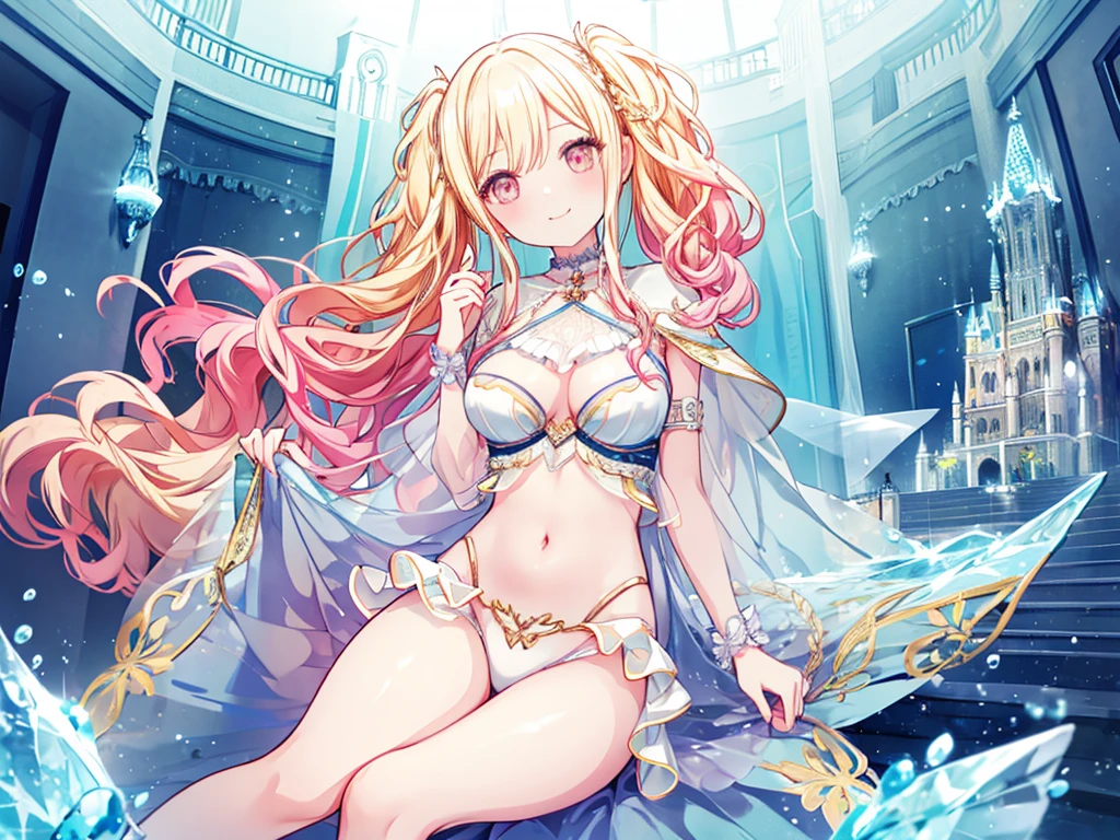 1 woman、Radiant hair、fluffy and soft hair、Sparkling eyes、爆乳、Too large breasts、Seductive breasts、Sheer underwear、Tiara of the Goddess、goddess god々Feeling、lace cape、aquamarine choker、Castle Room、Long Lace Bale、Ruffles and ribbons、A smile、The upper part of the body、 A glowing wand made of crystal.、Wings encrusted with aquamarine、A benevolent look、Eternal brilliance、Too large breasts、爆乳、puffy chest、Cinderella's Castle、Navel Ejection、I can see my nipples