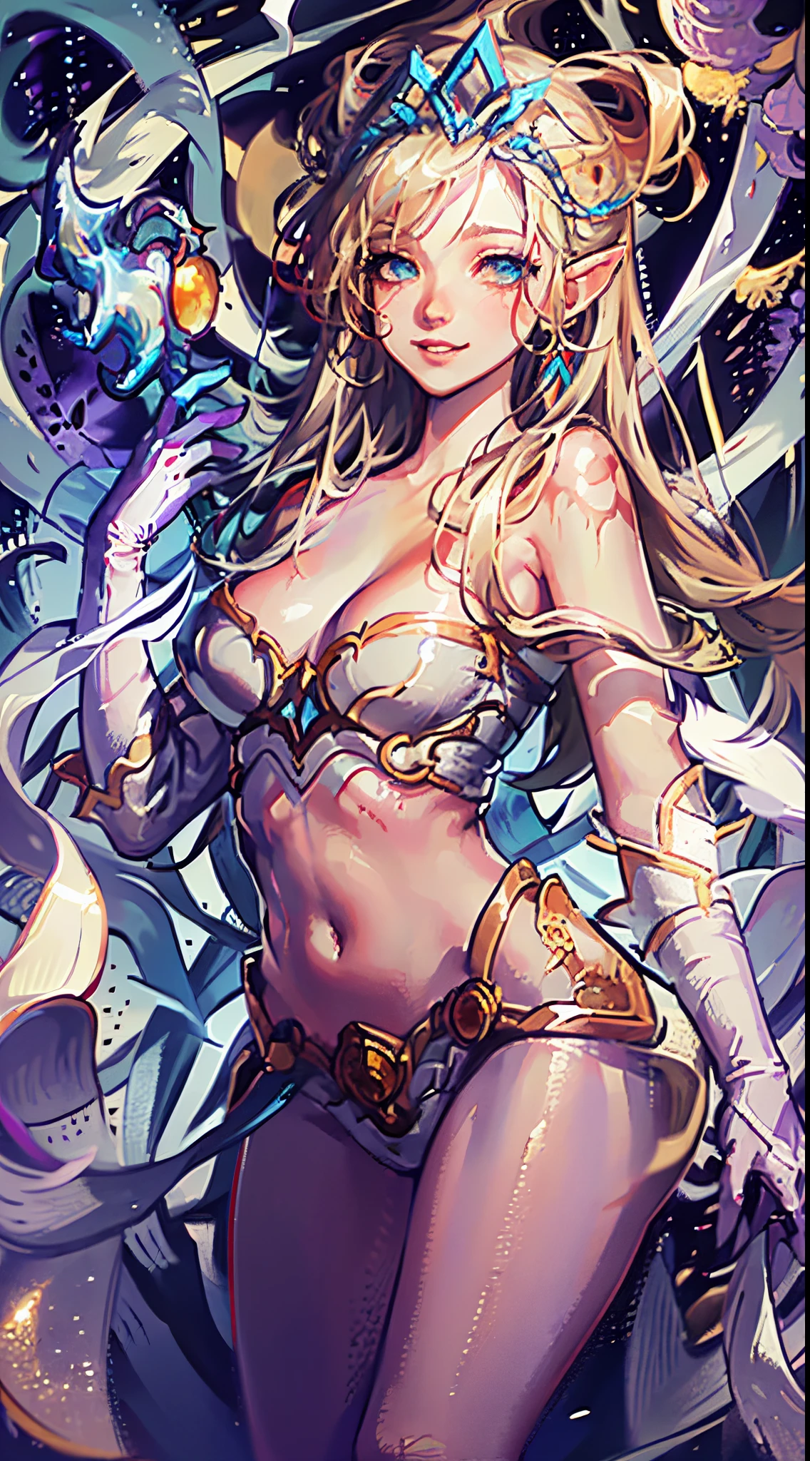 Janna,League of legends,full body, close shot,(focus on body and face:1.2),anime ,front view, clearscenery,beautiful detailed eyes,beautiful detailed lips,long eyelashes,open eyes, smile, looking at viewer,standing ,(wearing red and blue and violetsexy clothes:1.2),messy hair,(fantasy Vietnamese background:0.8),aura energy cracking and flying around,warrior body