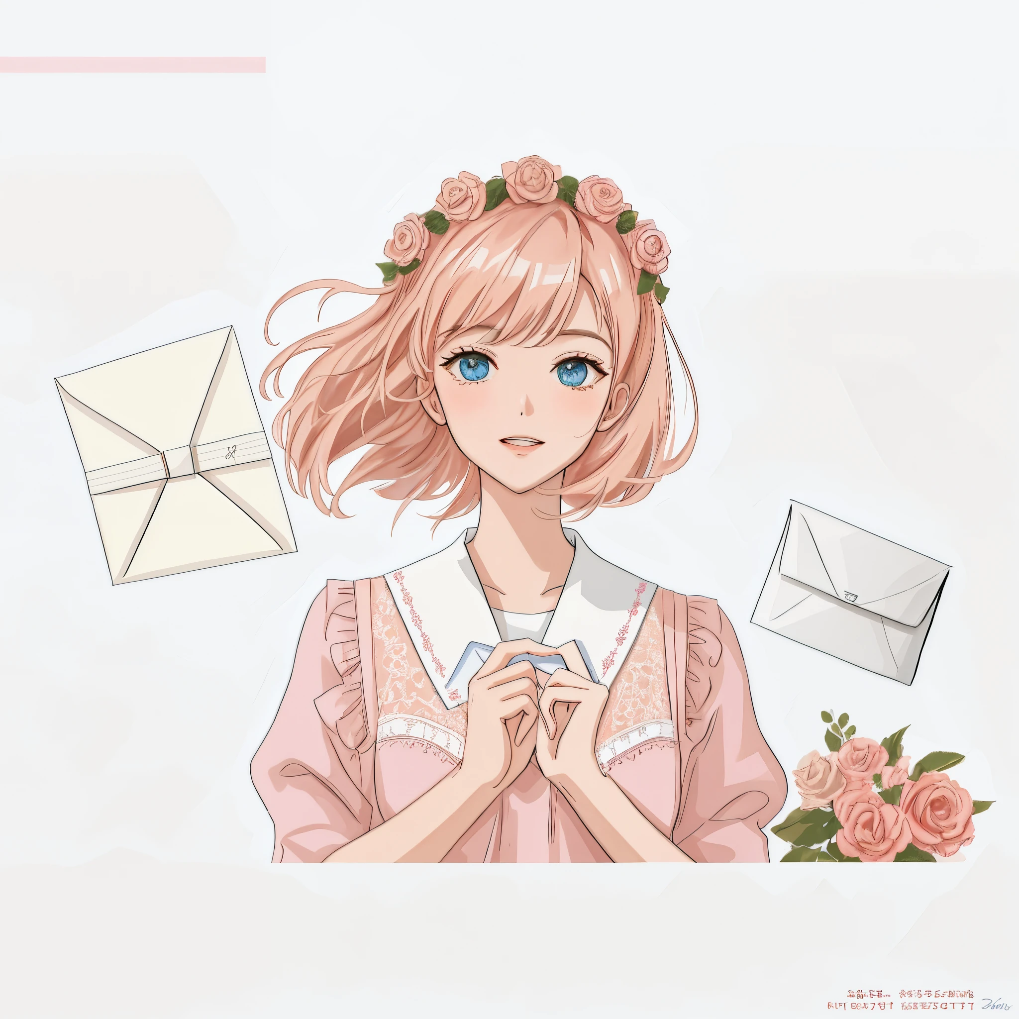 The envelope in the picture is larger in proportion,The background is beautiful,The writing is also very good.,The envelope is beautiful