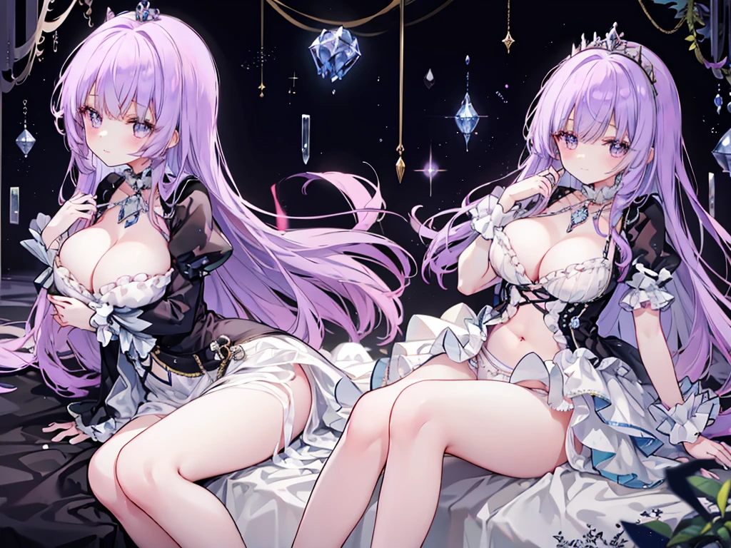 1 woman、Radiant hair、fluffy and soft hair、Sparkling eyes、爆乳、Too large breasts、Seductive breasts、Sheer underwear、Tiara of the Goddess、goddess god々Feeling、lace cape、aquamarine choker、Castle Room、Long Lace Bale、Ruffles and ribbons、A smile、The upper part of the body、 A glowing wand made of crystal.、Wings encrusted with aquamarine、A benevolent look、Eternal brilliance、Too large breasts、爆乳、puffy chest、Cinderella's Castle、Navel Ejection、I can see my nipples