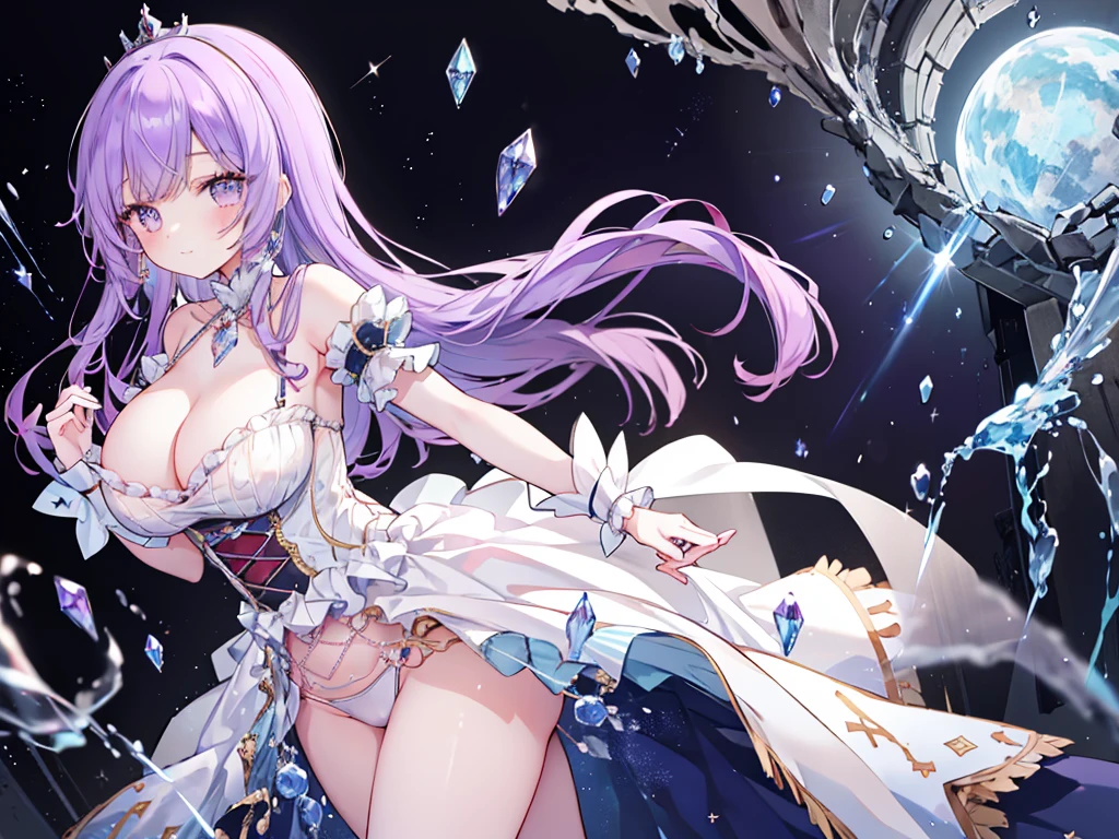 1 woman、Radiant hair、fluffy and soft hair、Sparkling eyes、爆乳、Too large breasts、Seductive breasts、Sheer underwear、Tiara of the Goddess、goddess god々Feeling、lace cape、aquamarine choker、Castle Room、Long Lace Bale、Ruffles and ribbons、A smile、The upper part of the body、 A glowing wand made of crystal.、Wings encrusted with aquamarine、A benevolent look、Eternal brilliance、Too large breasts、爆乳、puffy chest、Cinderella's Castle、Navel Ejection、I can see my nipples