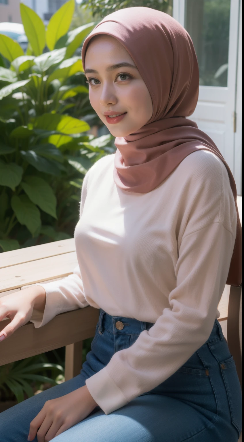 Young malay 20 years old girl wearing hijab, pastel color hijab, naked, front view, small tits, small sagging breast, small chest, slim, slim abs, small waist, big hips,thick thighs, bright lighting, white lighting, detail skin texture, wrinkles, mole below eyes, bokeh, ((Sleeping in bed, Open Legs: 1.2)), bedroom, sexy petite body, exposed breast, wearing t-shirt, upskirt, realistic skin, seductive pose, seducing, bend over on bed, saggy breast, sagging small breast, looking viewers, soft focus face, beautiful smile, close up