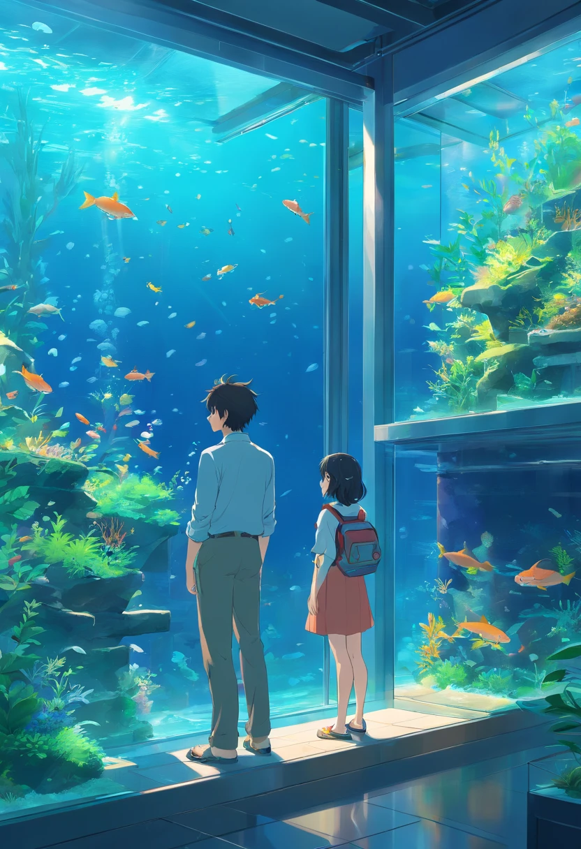 A large rectangular fish tank，No fish in it，