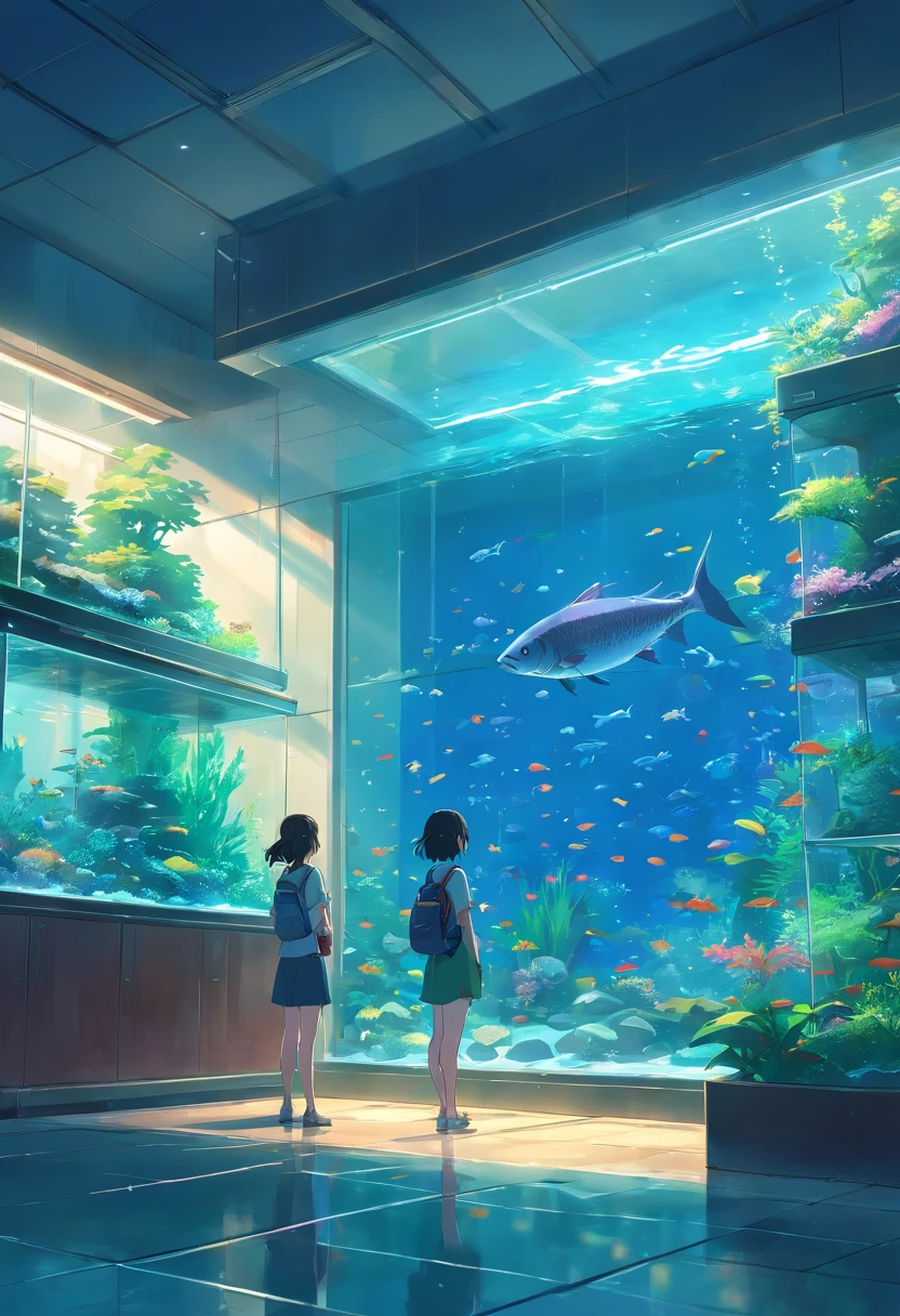 A large rectangular fish tank，No fish in it，