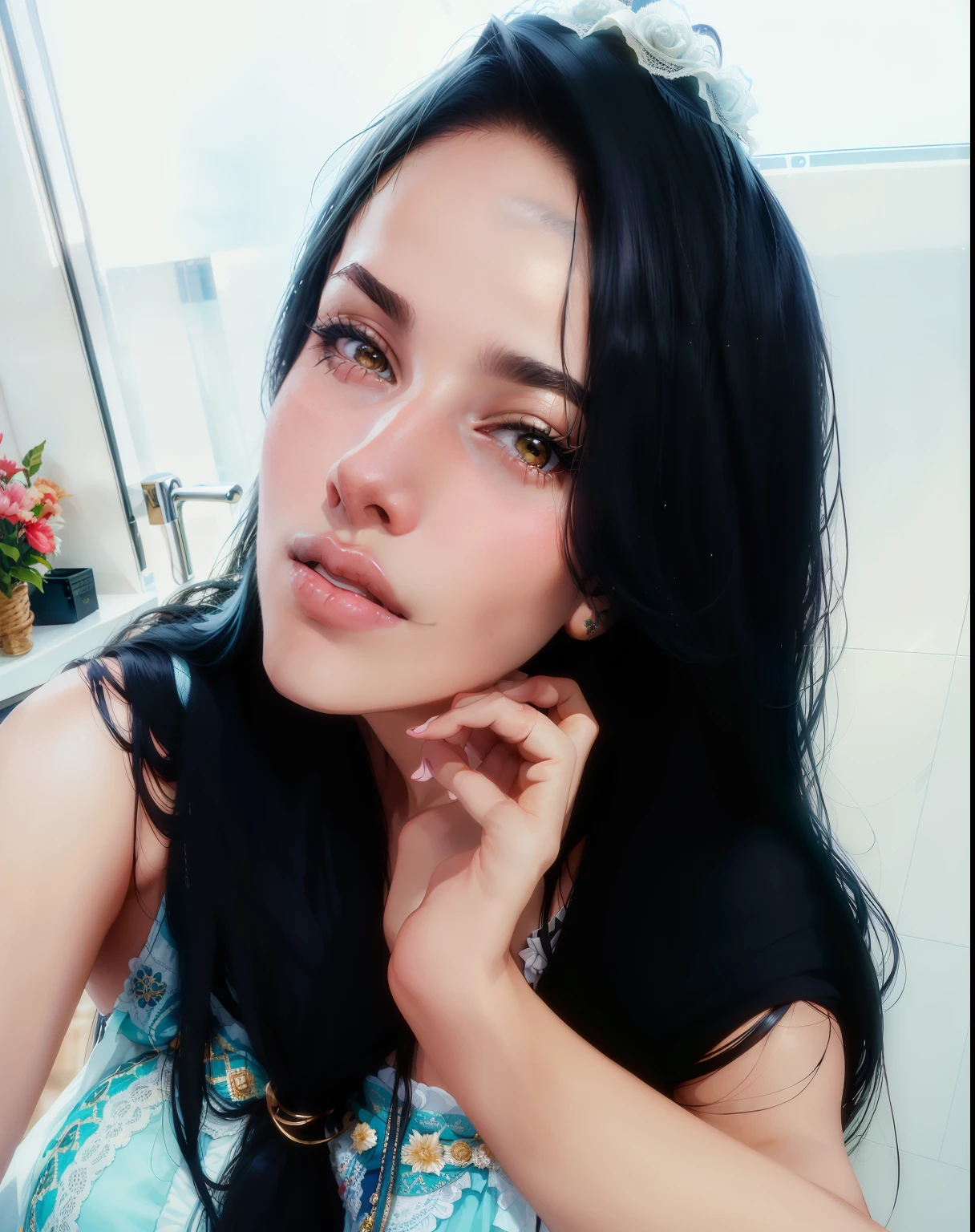 Morena, cabelo liso, parda