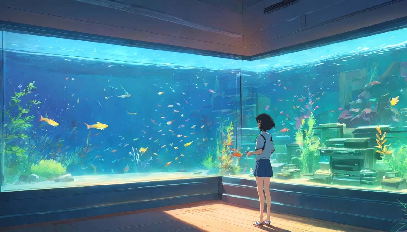 A large rectangular fish tank,No fish in it,